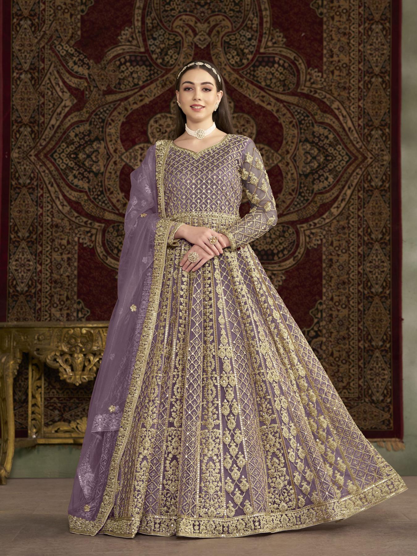 Purple Embroidery Gown