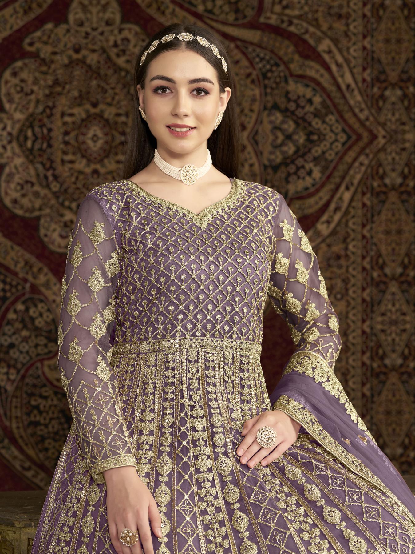 Purple Embroidery Gown
