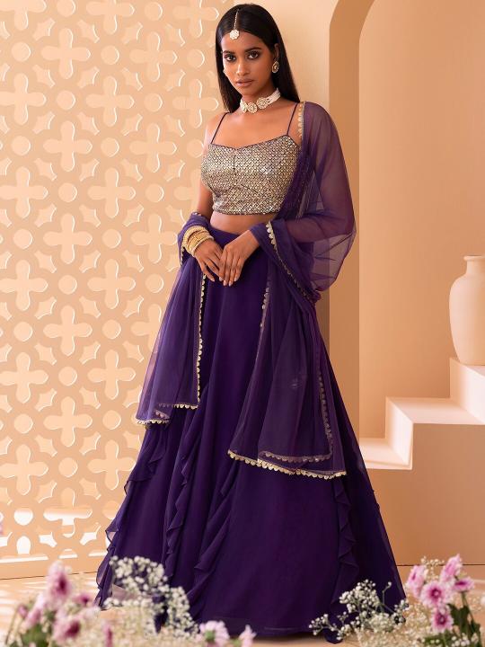 Purple Festive Georgette Lehenga