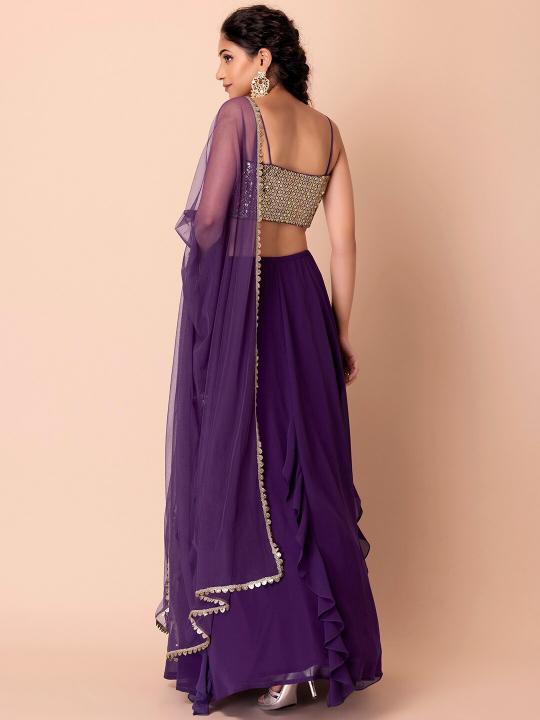 Purple Festive Georgette Lehenga — alternate view