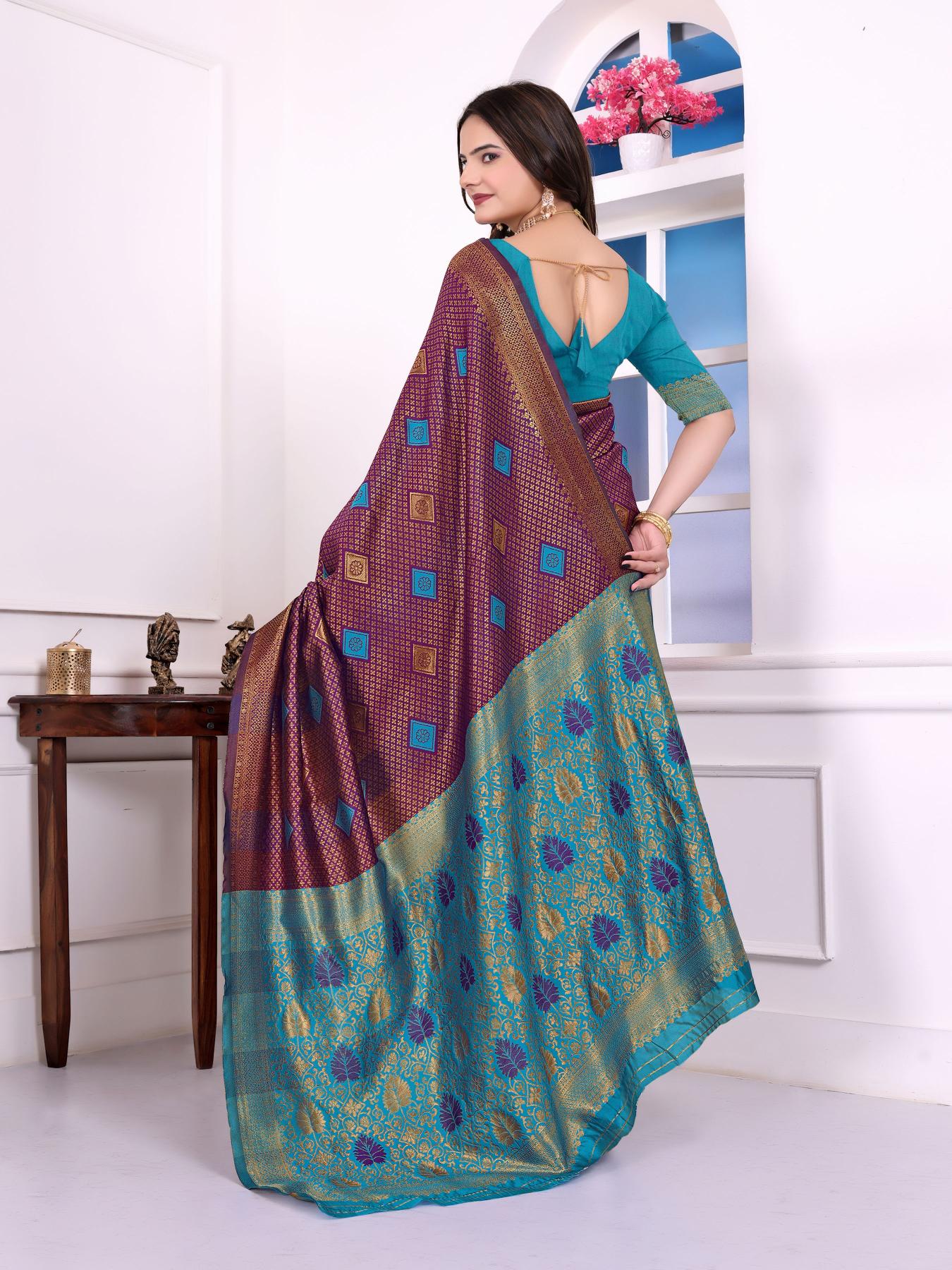 Purple Firozi Art Silk Saree — alternate view