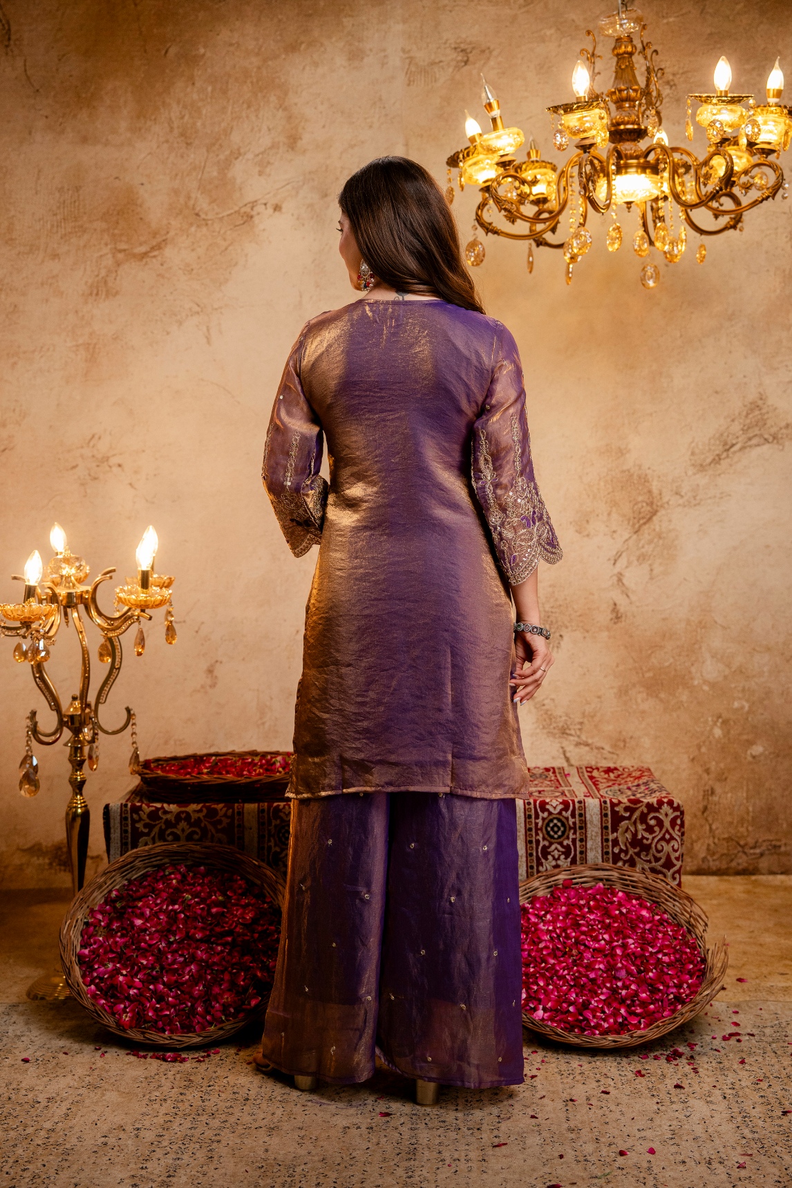 Purple Floral Designer Embroidery Fendy Anarkali Suit — alternate view