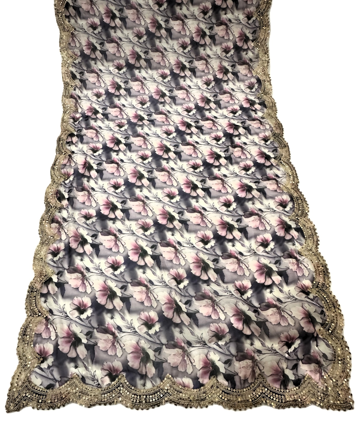 Purple Floral Digital Print Jimmy Choo Designer Dupatta