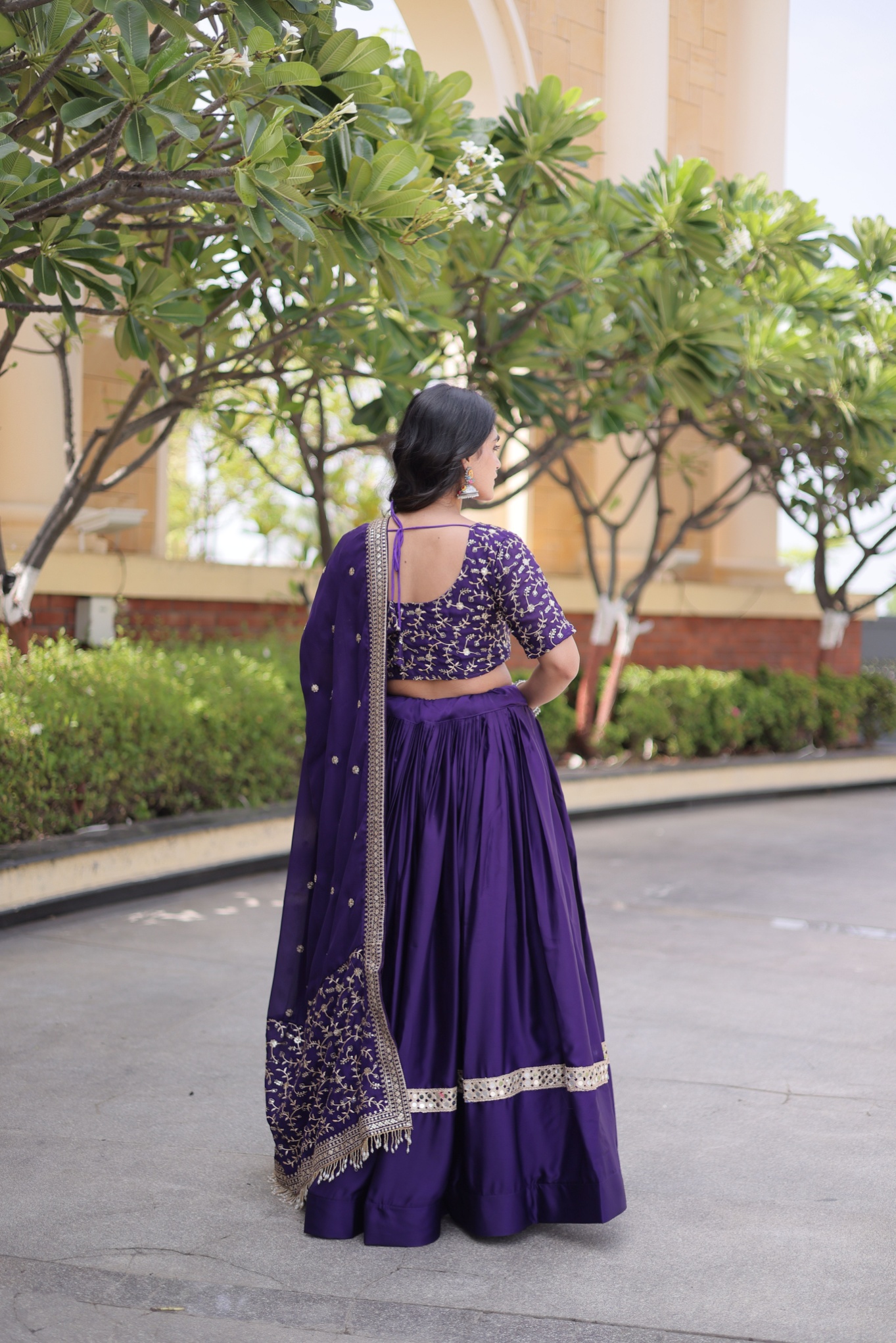 Purple Floral Embroidered Bridal Lehenga Choli — alternate view