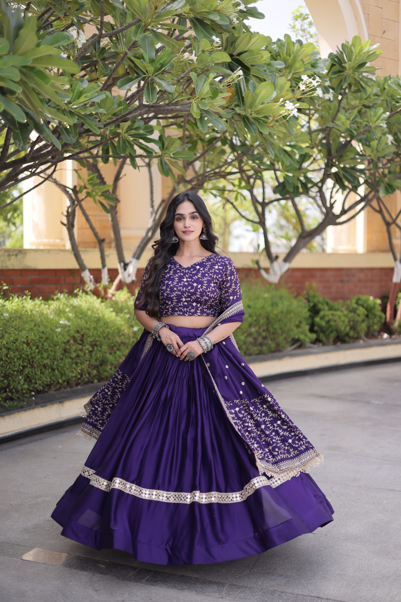 Purple Floral Embroidered Bridal Lehenga Choli
