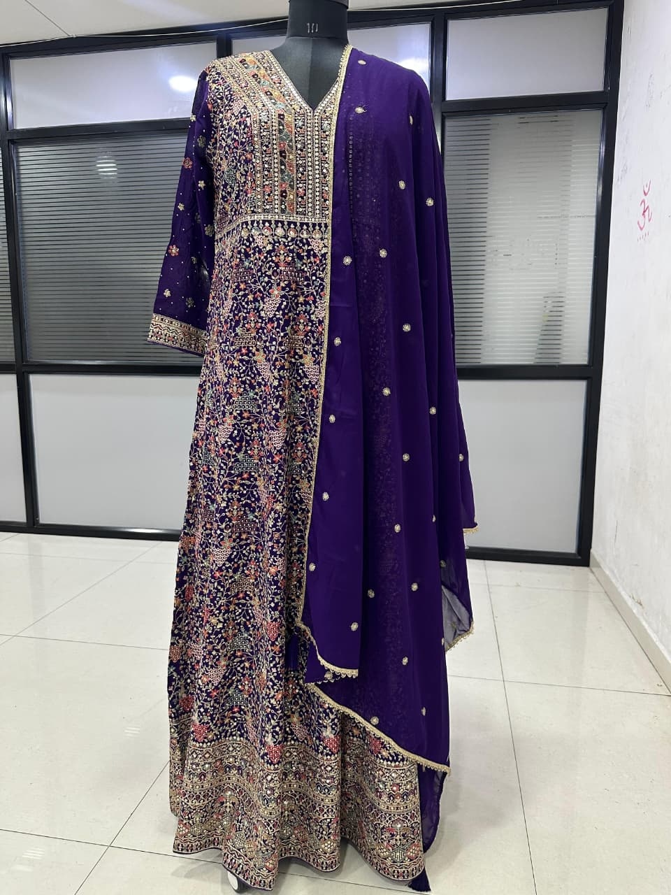 Purple Floral Georgette Gown