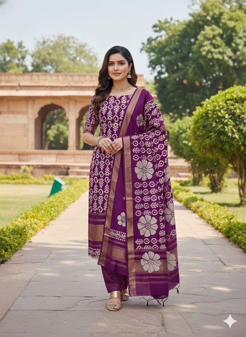 Purple Gajji Silk Salwar Suit