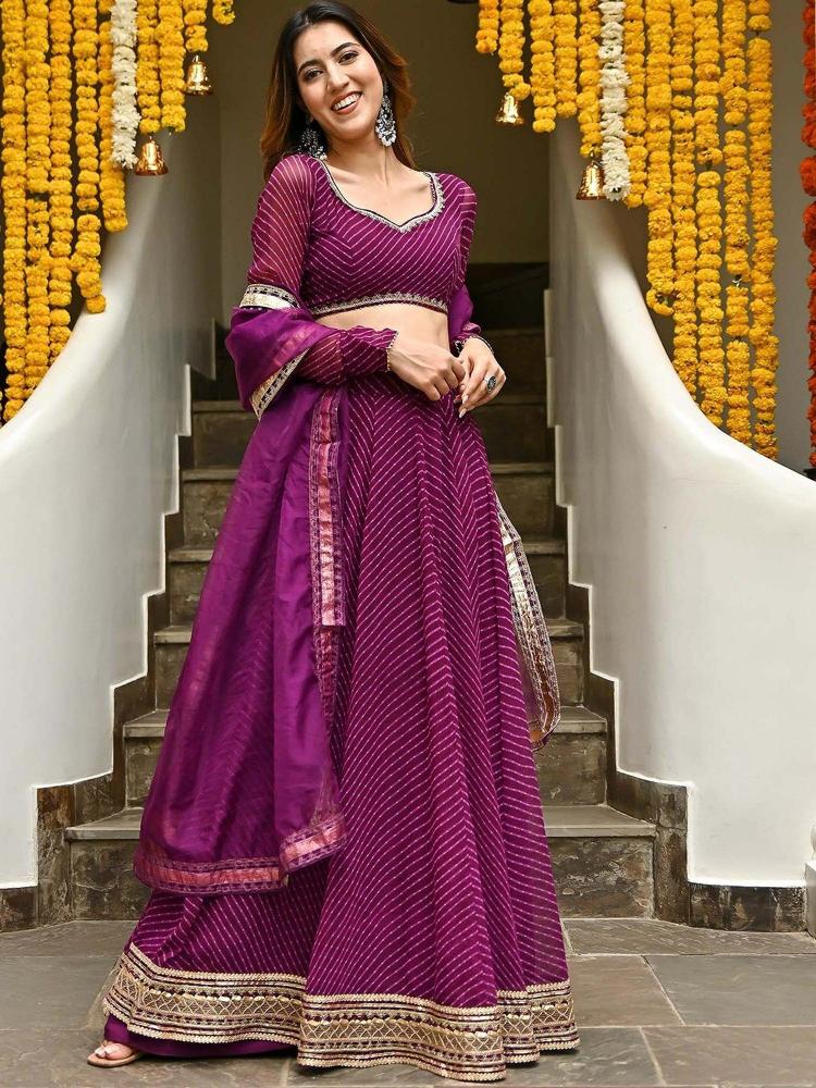 Purple Georgette Lehenga Choli