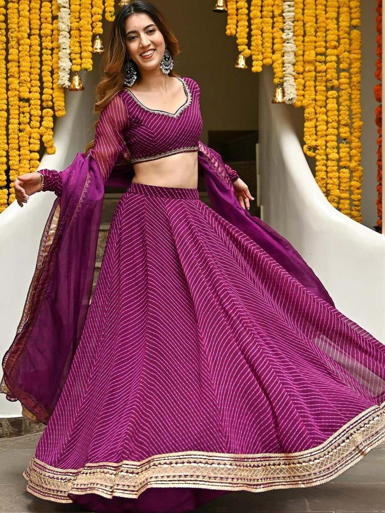 Purple Georgette Lehenga Choli