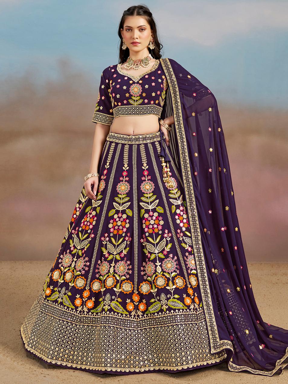 Purple Georgette Lehenga Choli