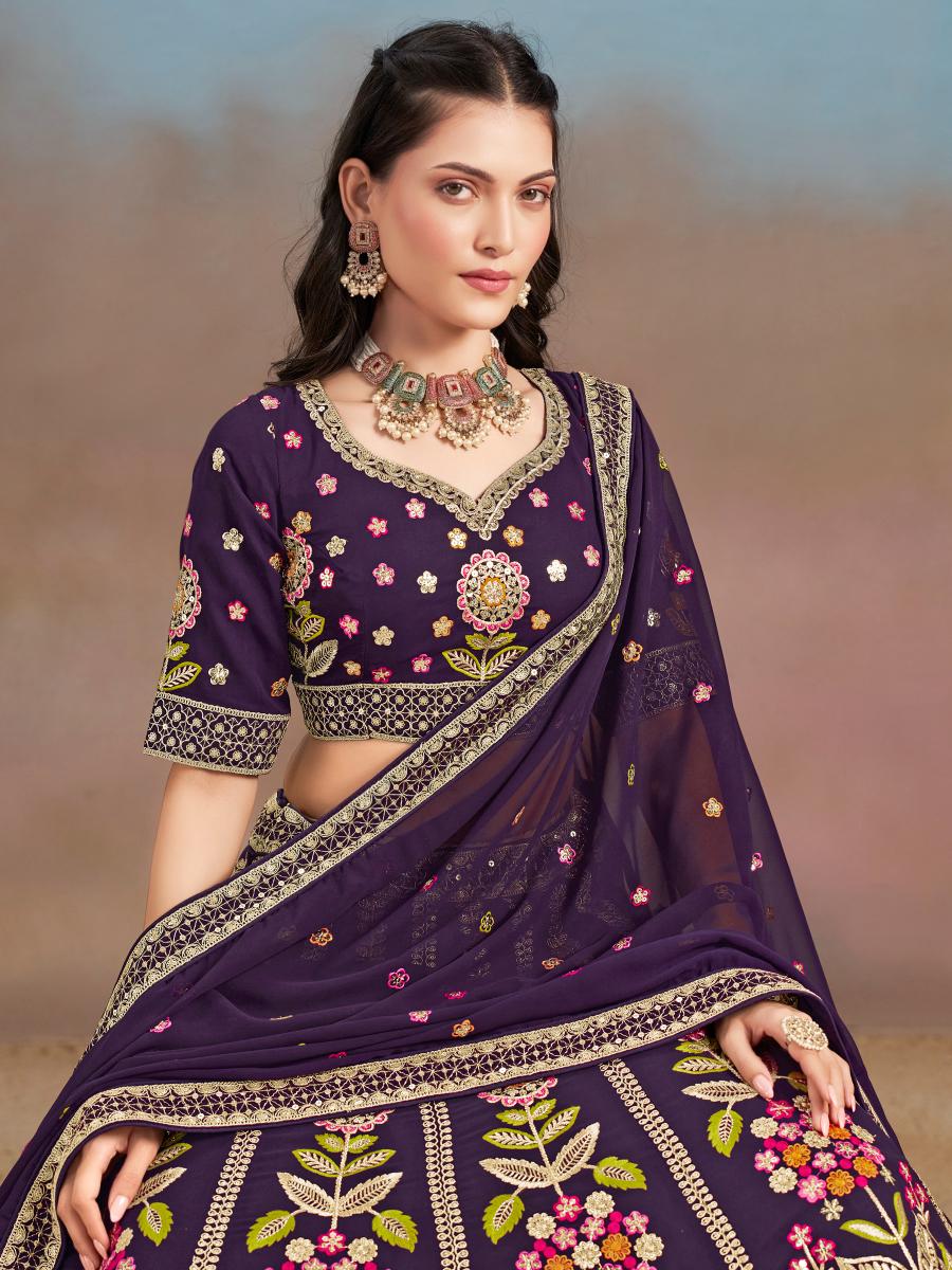 Purple Georgette Lehenga Choli