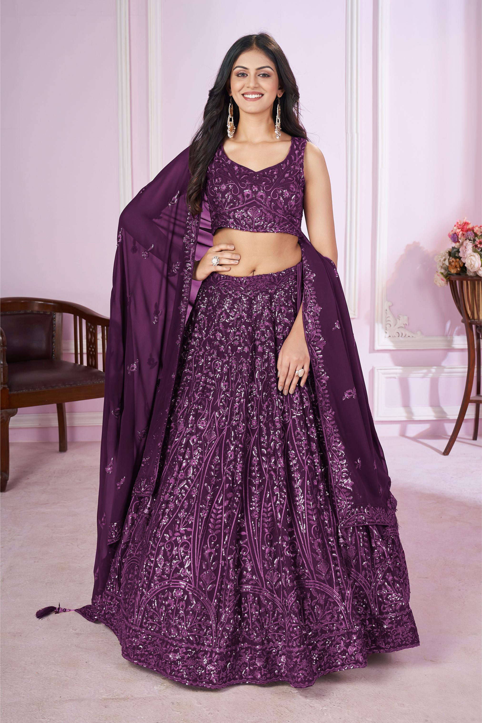 Purple Georgette Lehenga Choli