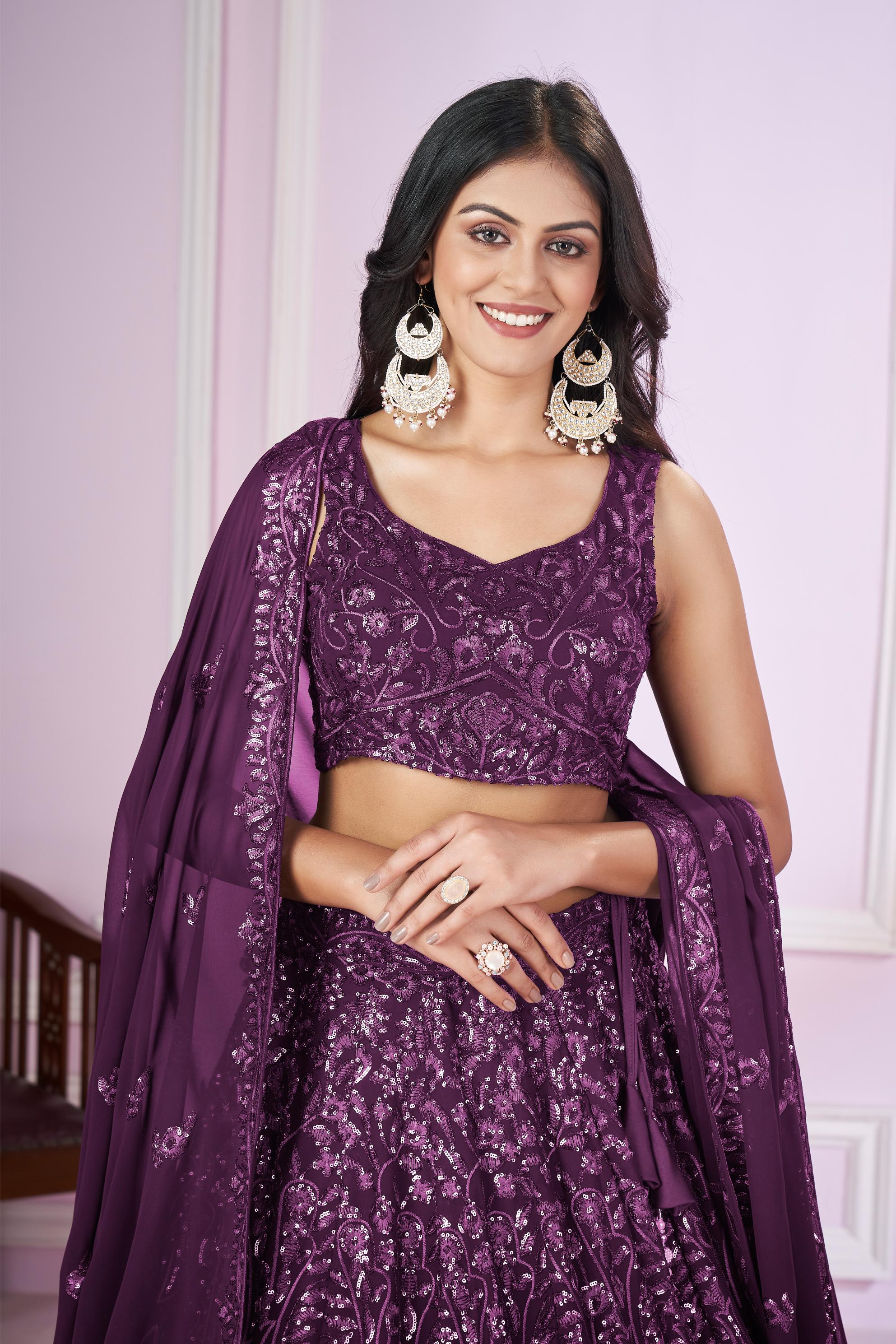 Purple Georgette Lehenga Choli