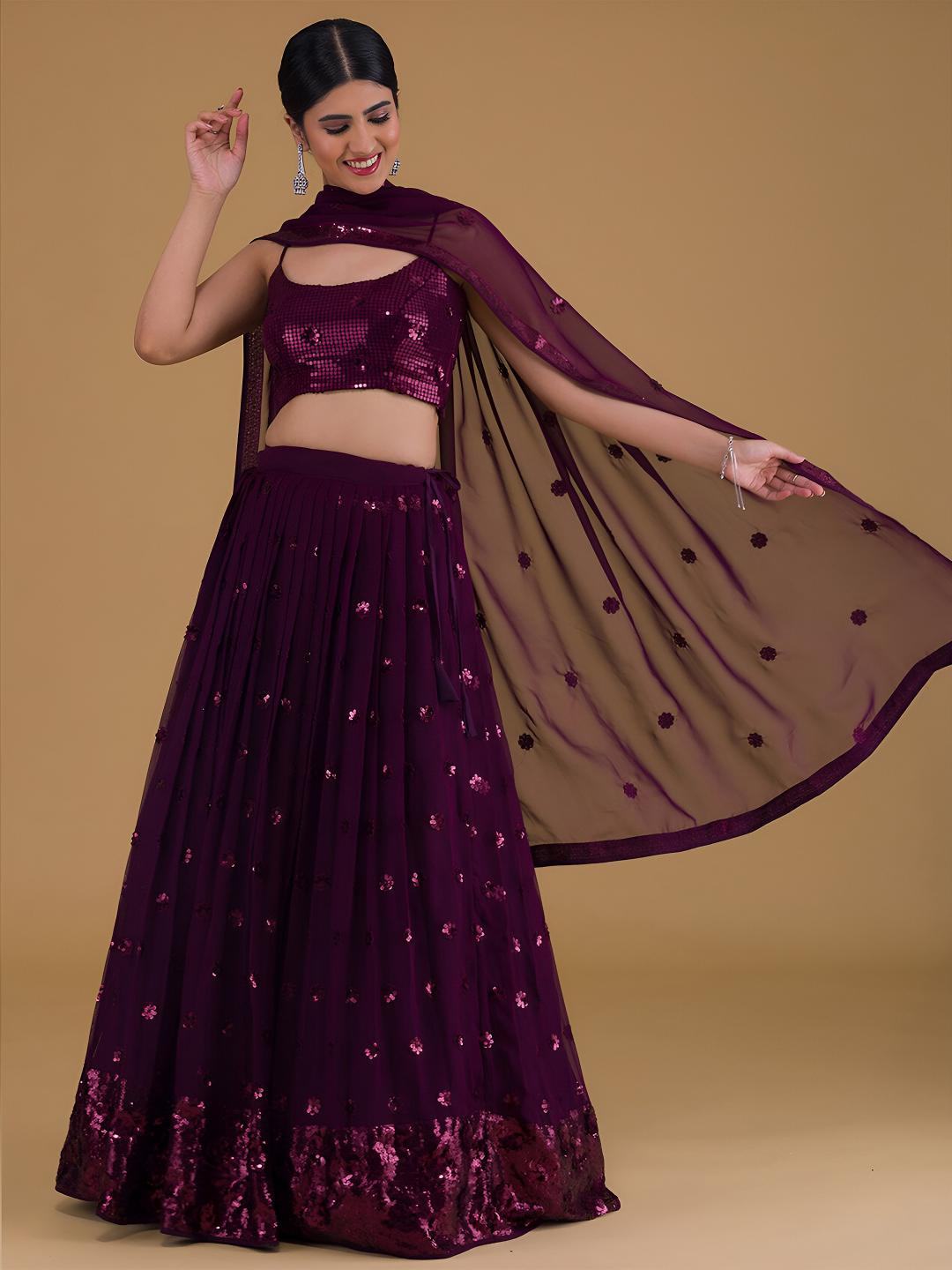 Purple Georgette Lehenga Choli