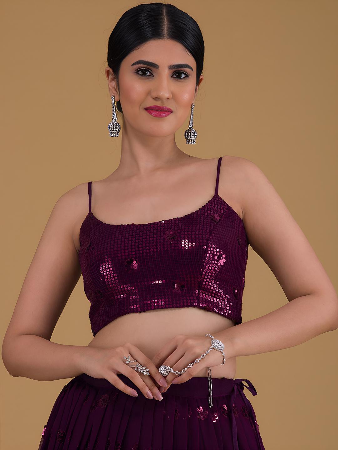 Purple Georgette Lehenga Choli