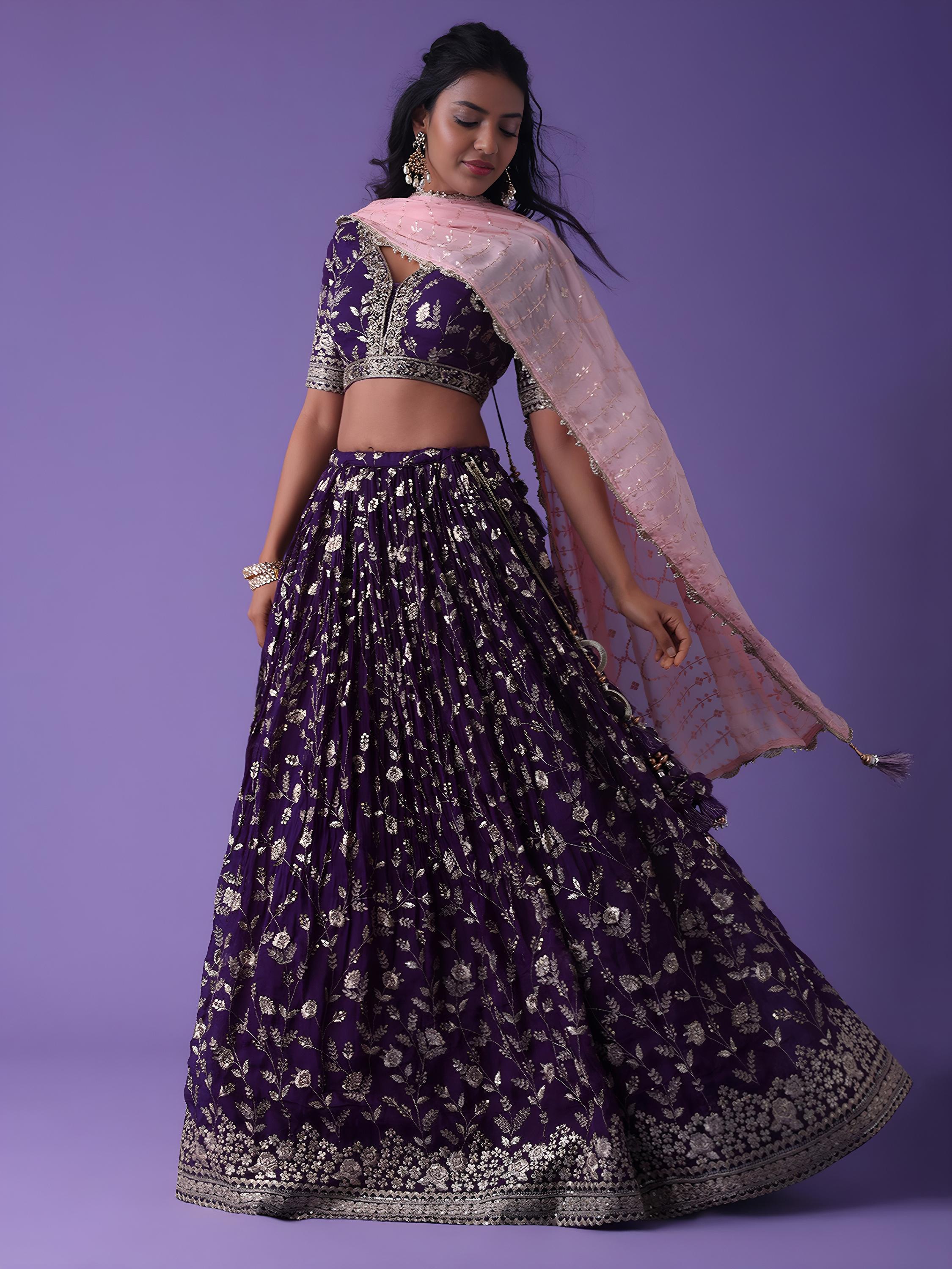 Purple Georgette Lehenga Choli