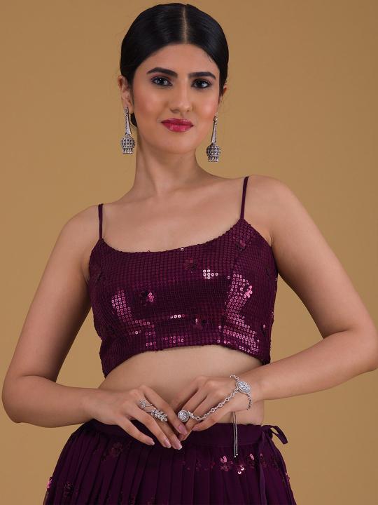 Purple Georgette Party Wear Lehenga