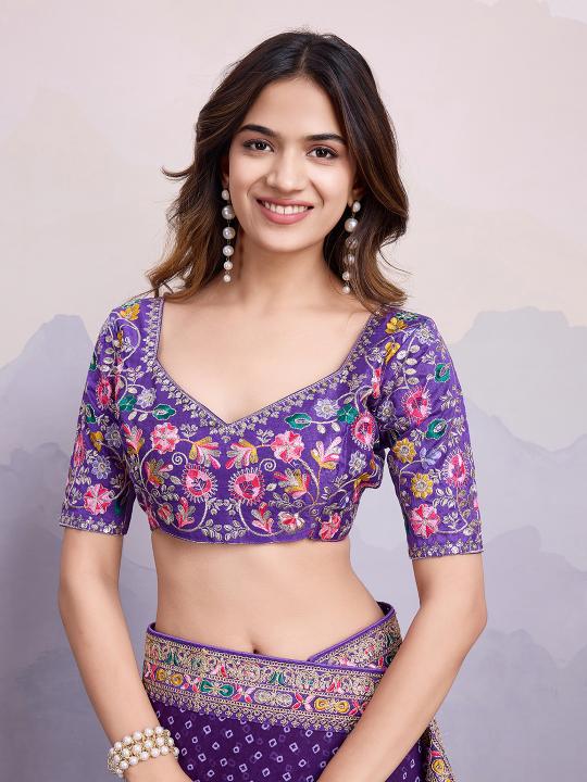 Purple Georgette Saree