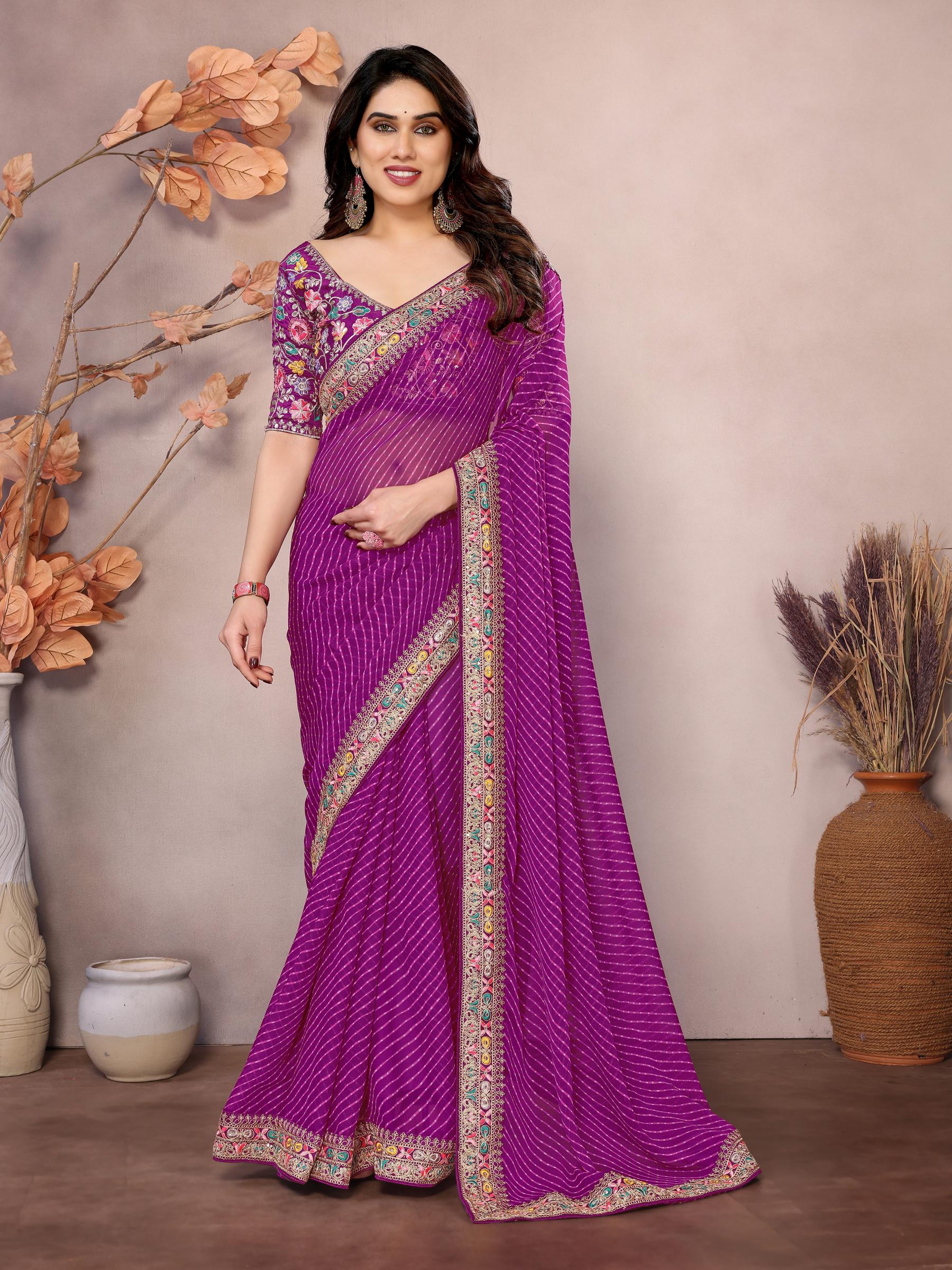 Purple Georgette Saree