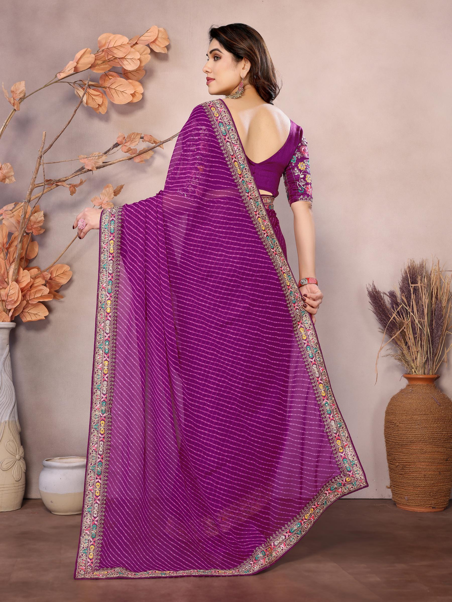 Purple Georgette Saree — alternate view