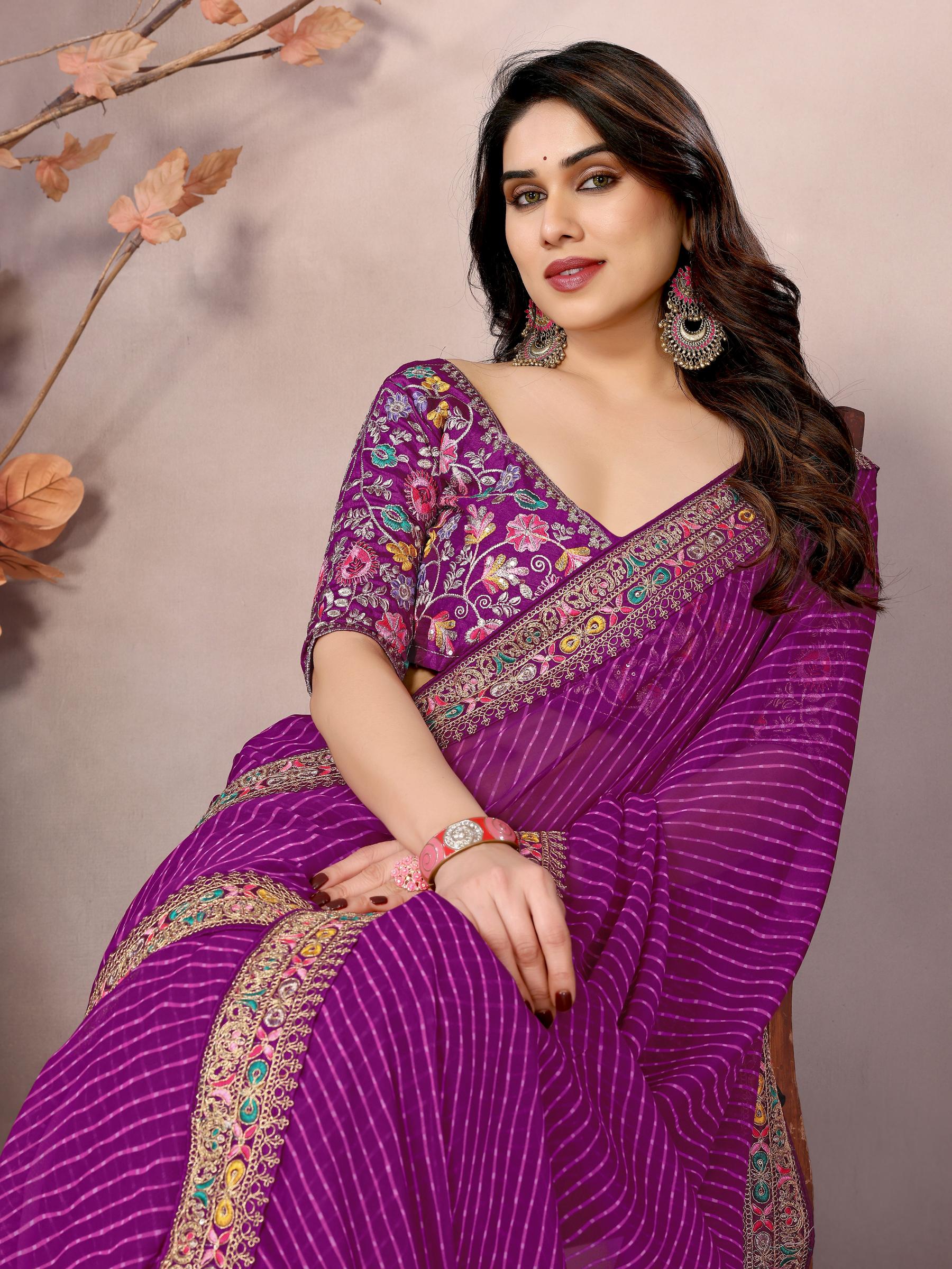 Purple Georgette Saree
