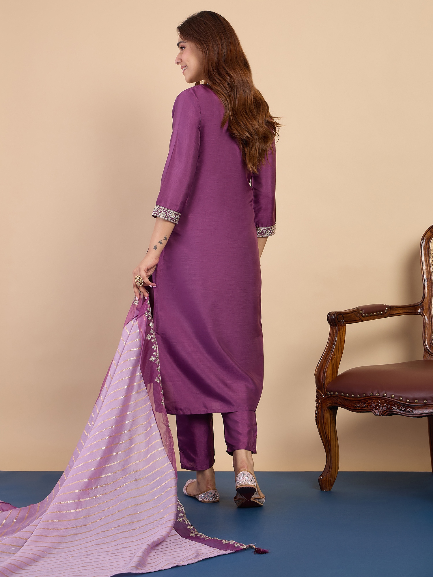 Purple Grace Embroidered Designer Salwar Suit — alternate view