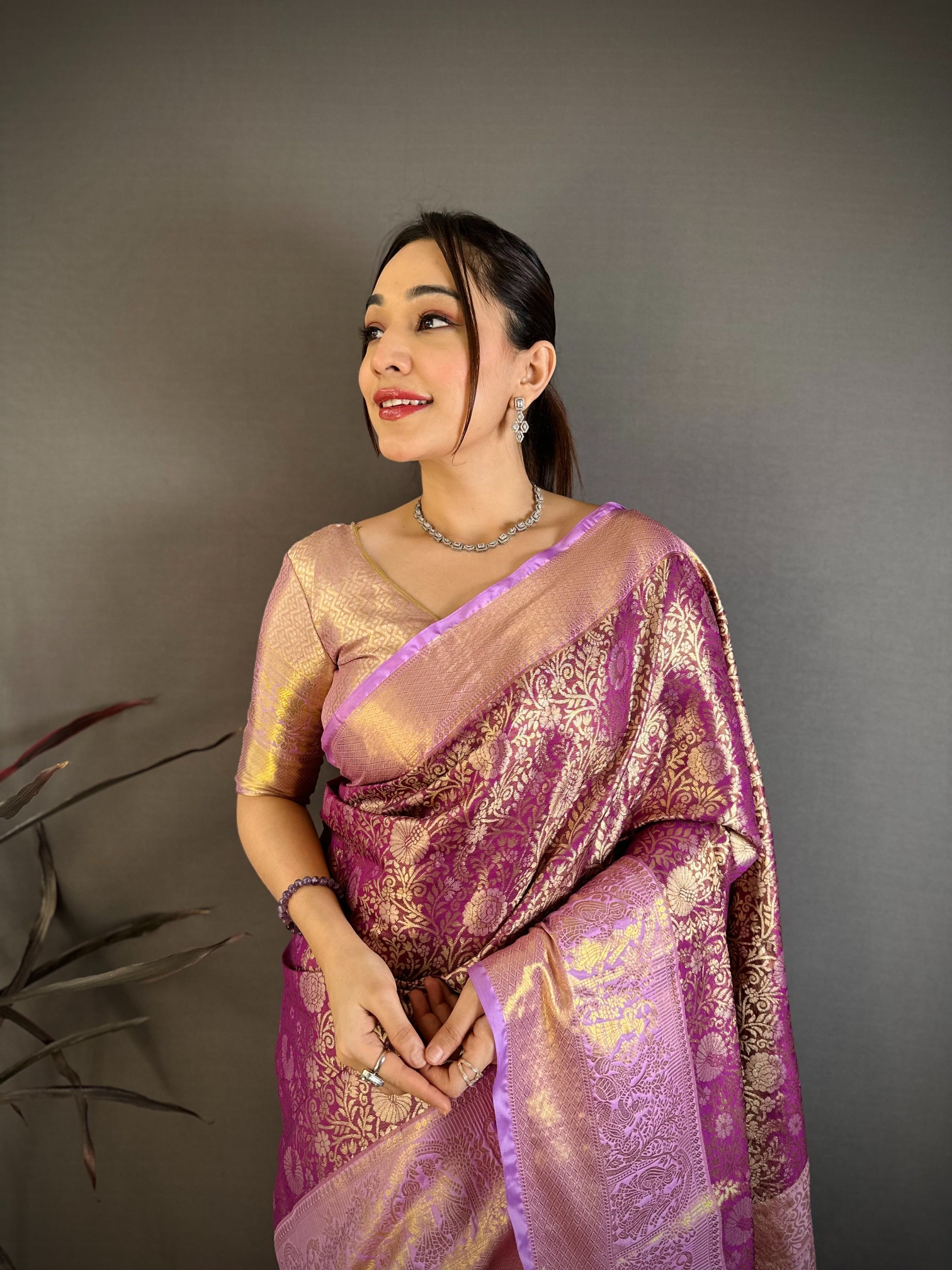 Purple Grand Jacquard Kanchipuram Silk Saree