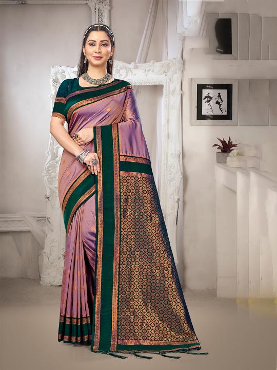 Purple Green Art Silk Saree