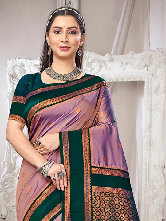 Purple Green Art Silk Saree — alternate view