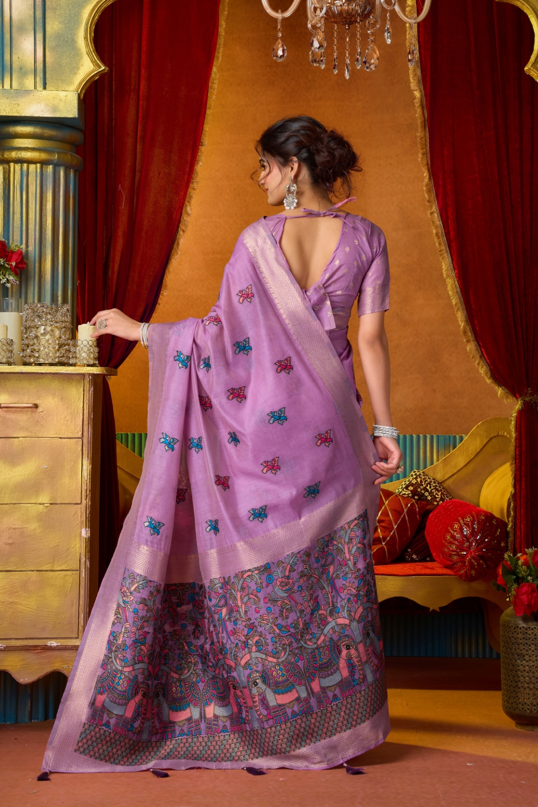 Purple Heritage Woven Modal Silk Saree — alternate view
