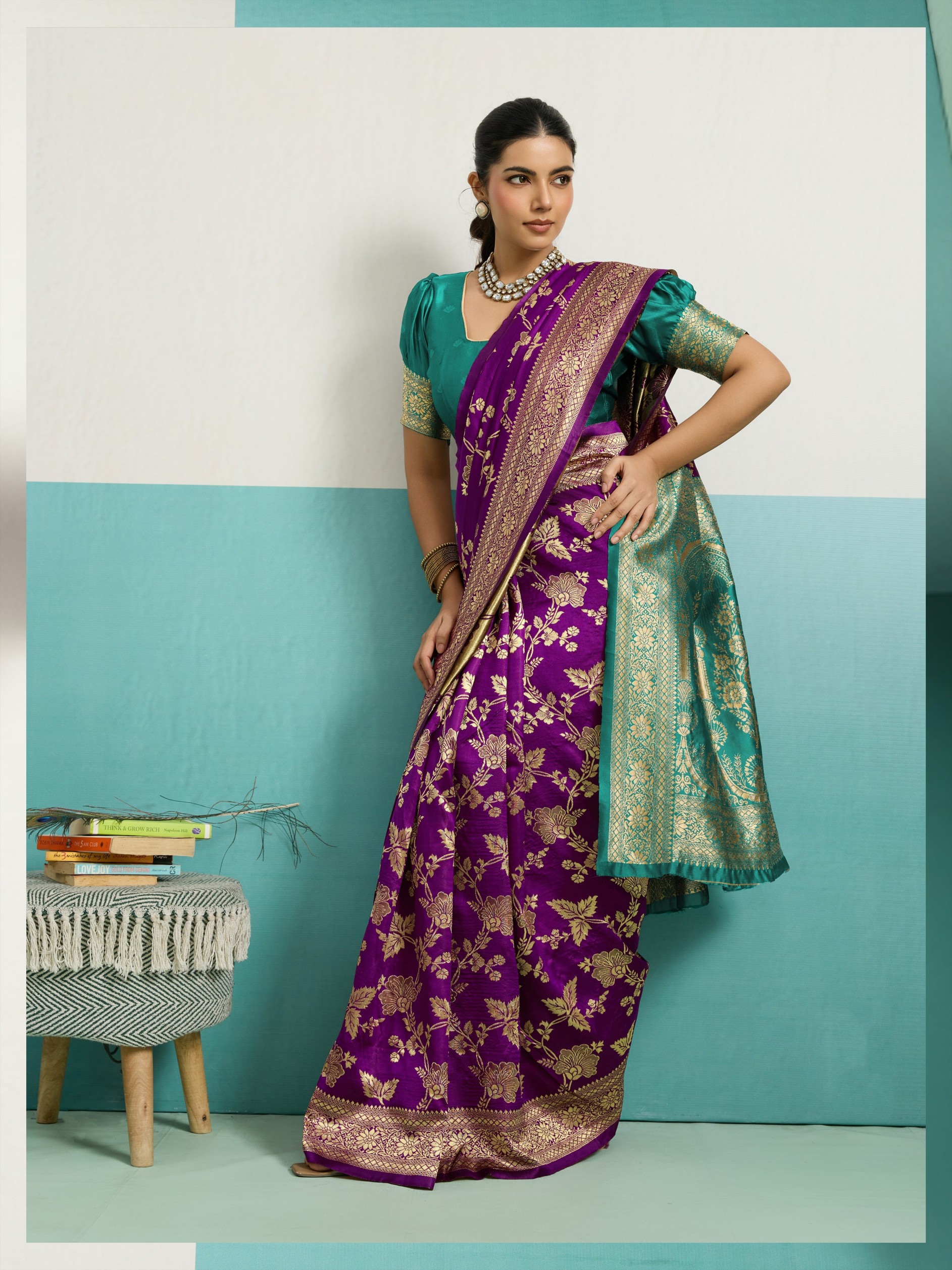 Purple Jaal Banarasi Silk Saree