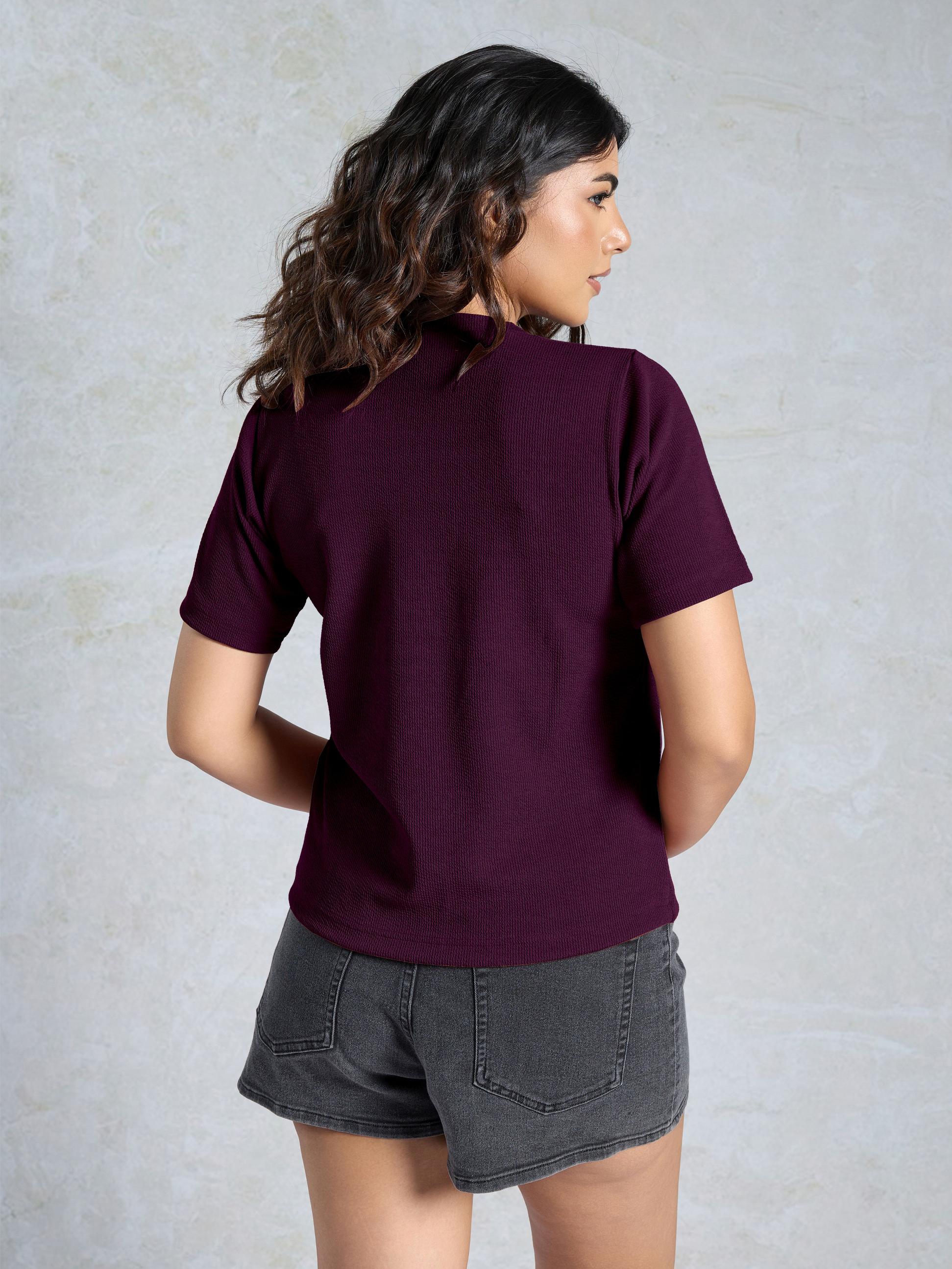Purple Knitted Casual T-Shirt — alternate view