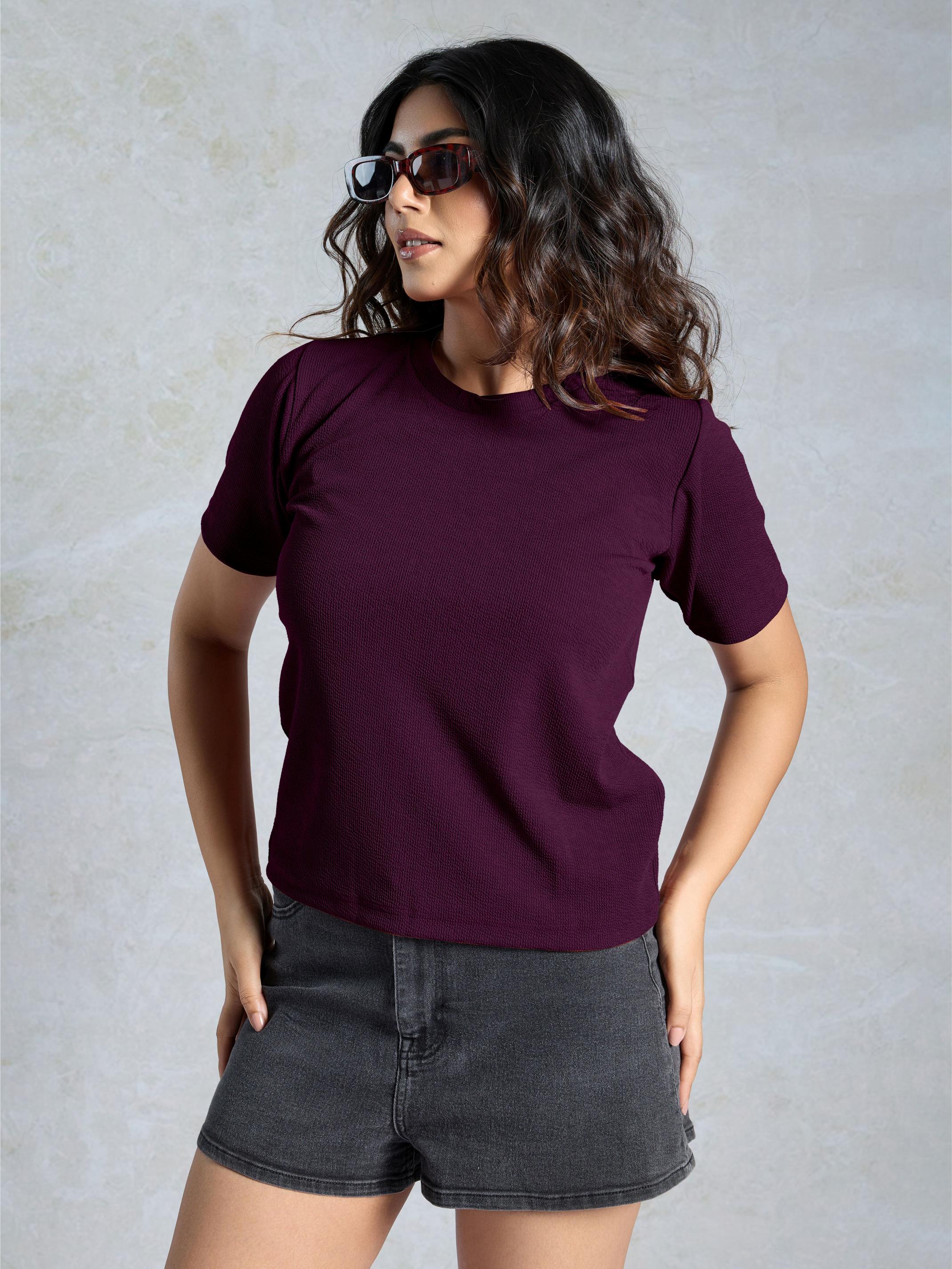 Purple Knitted Casual T-Shirt