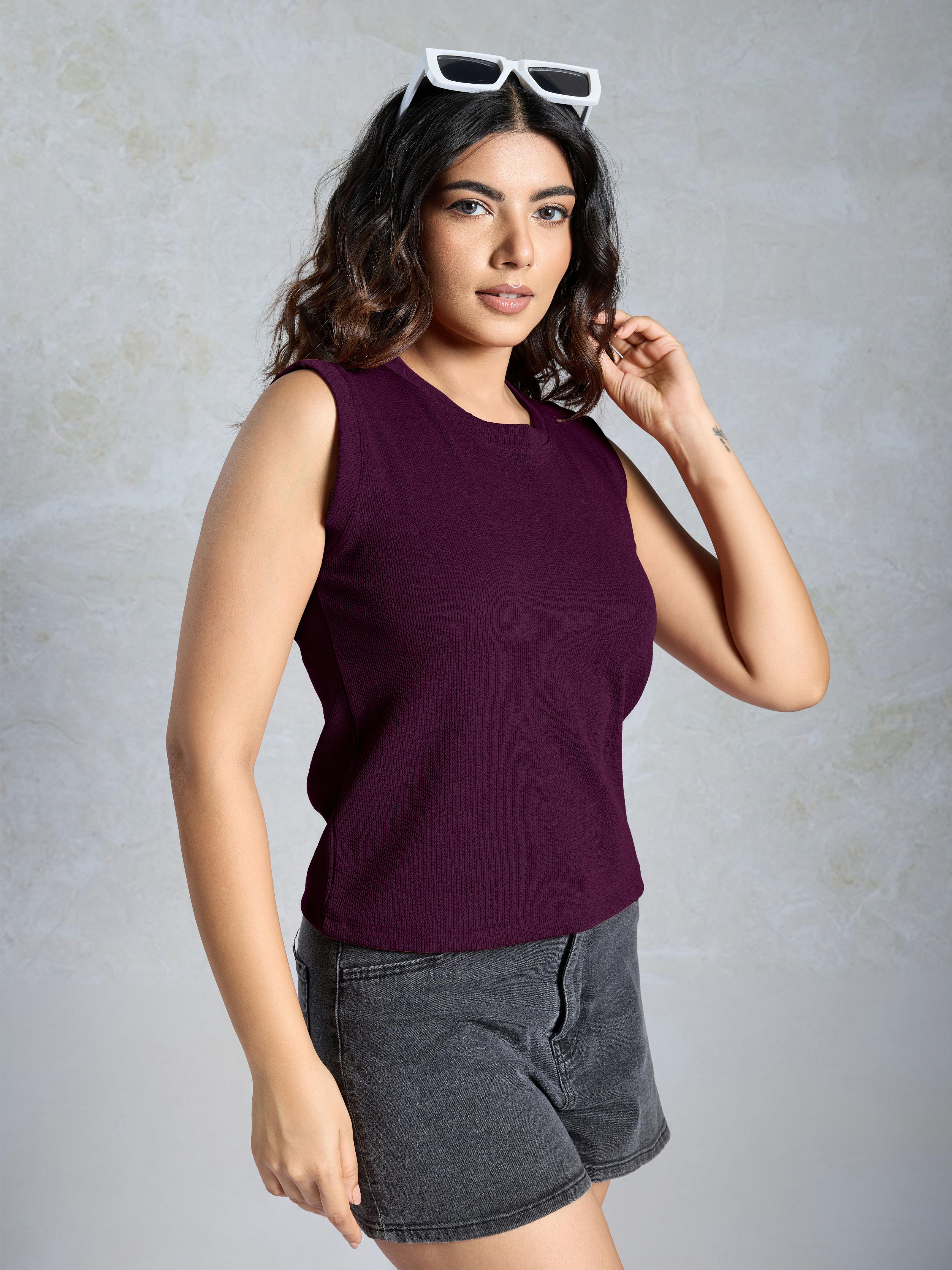 Purple Knitted Women’s Tank Top