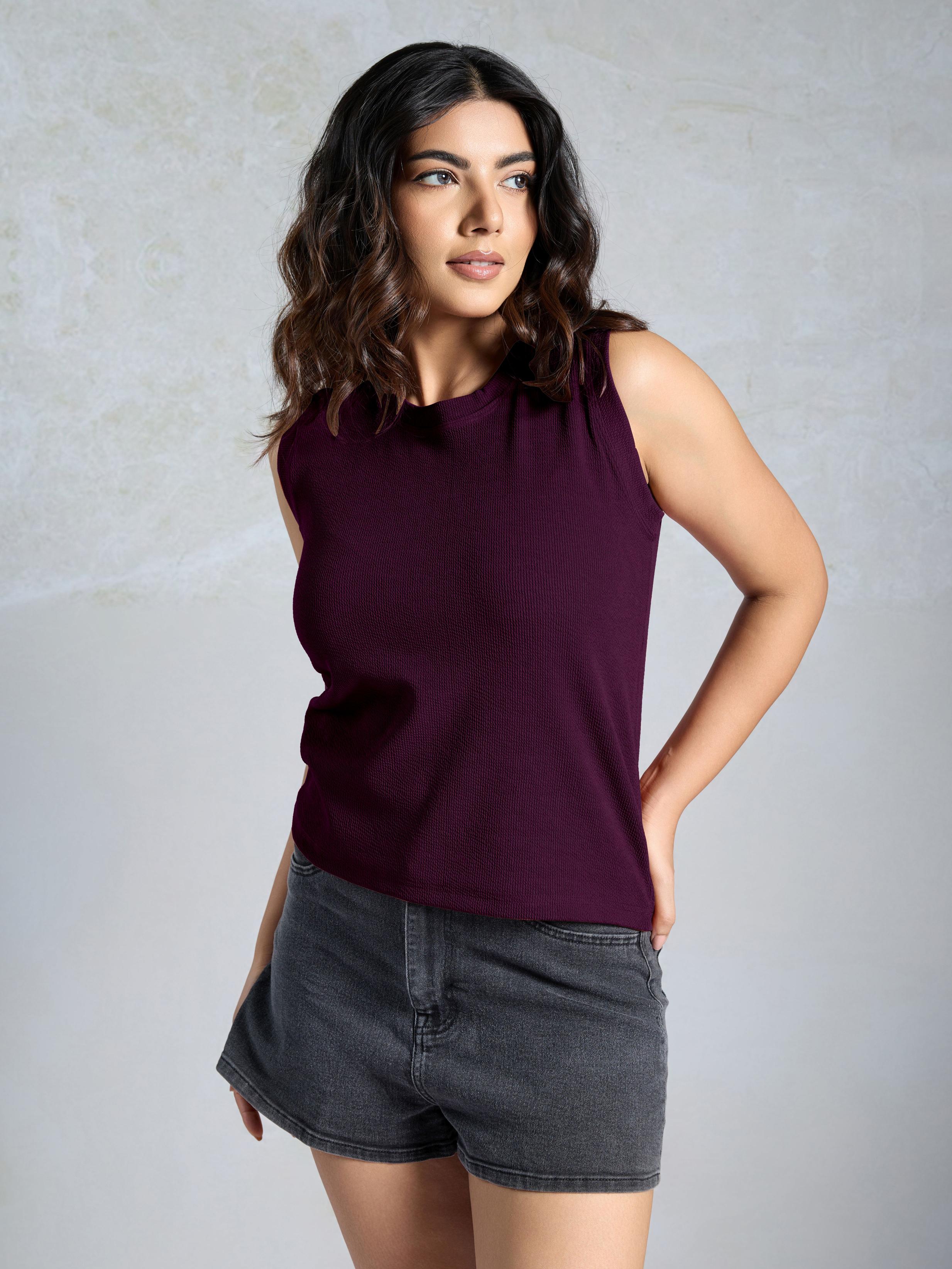 Purple Knitted Women’s Tank Top