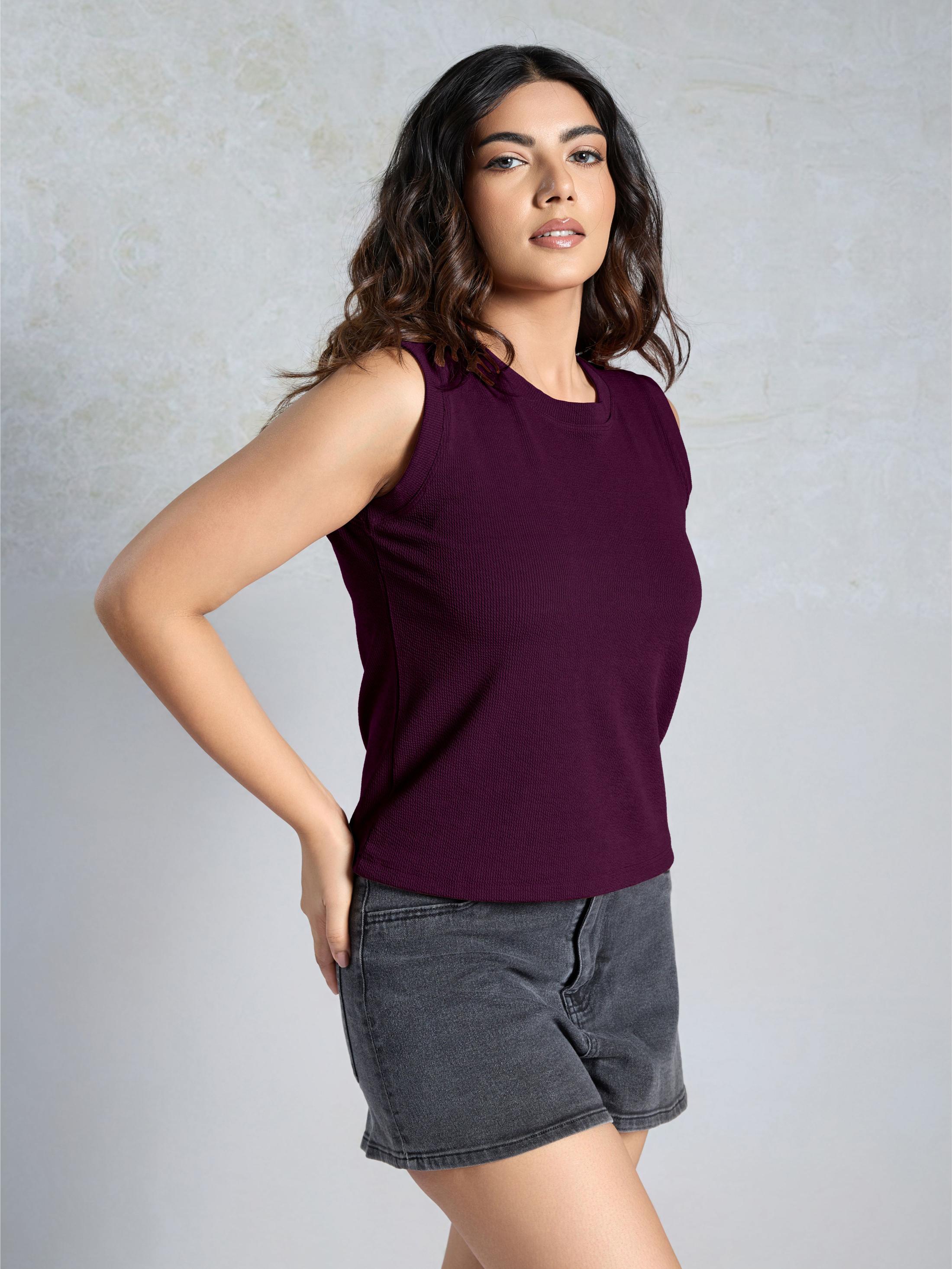 Purple Knitted Women’s Tank Top