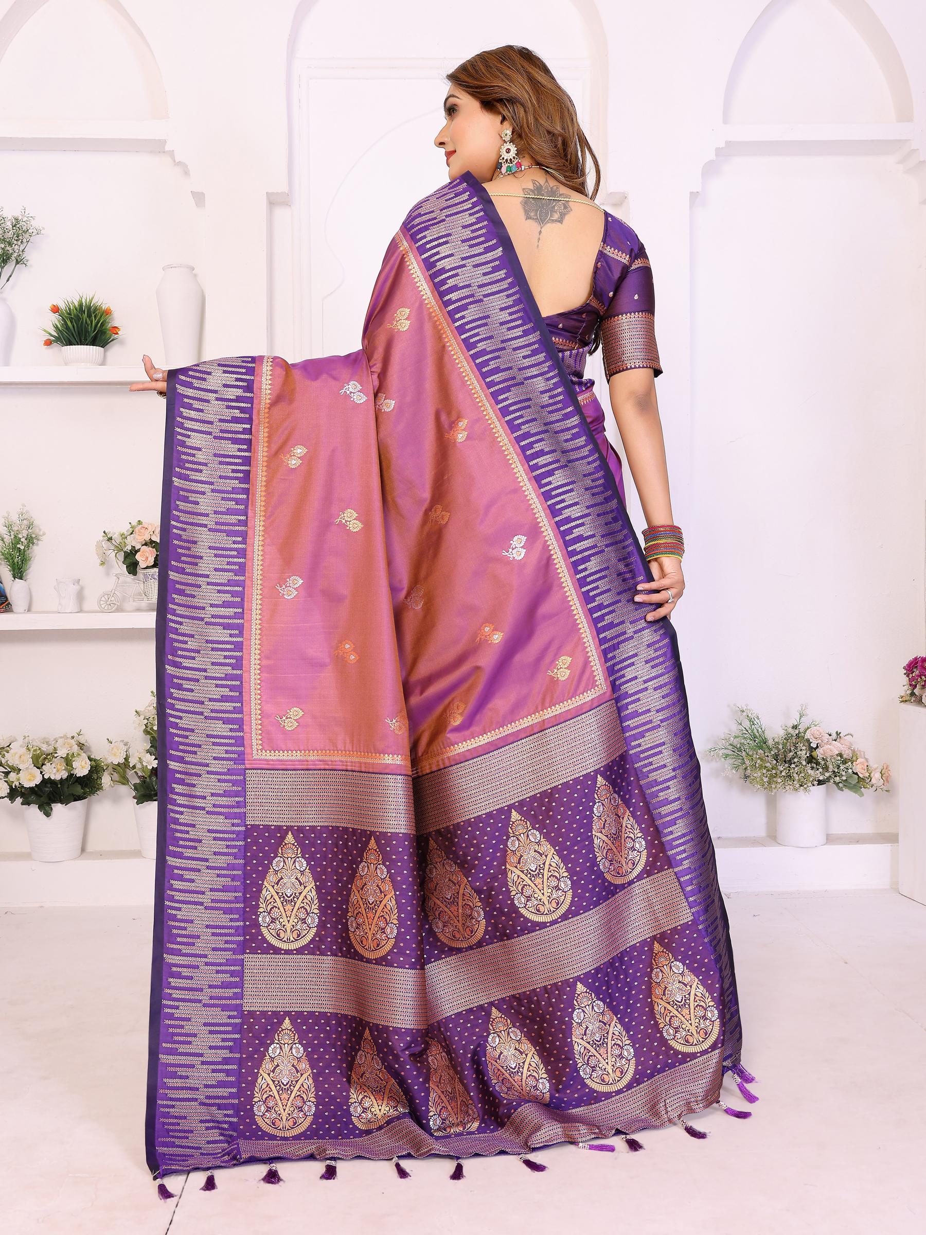 Purple Lavender Designer Soft Silk Saree — alternate view