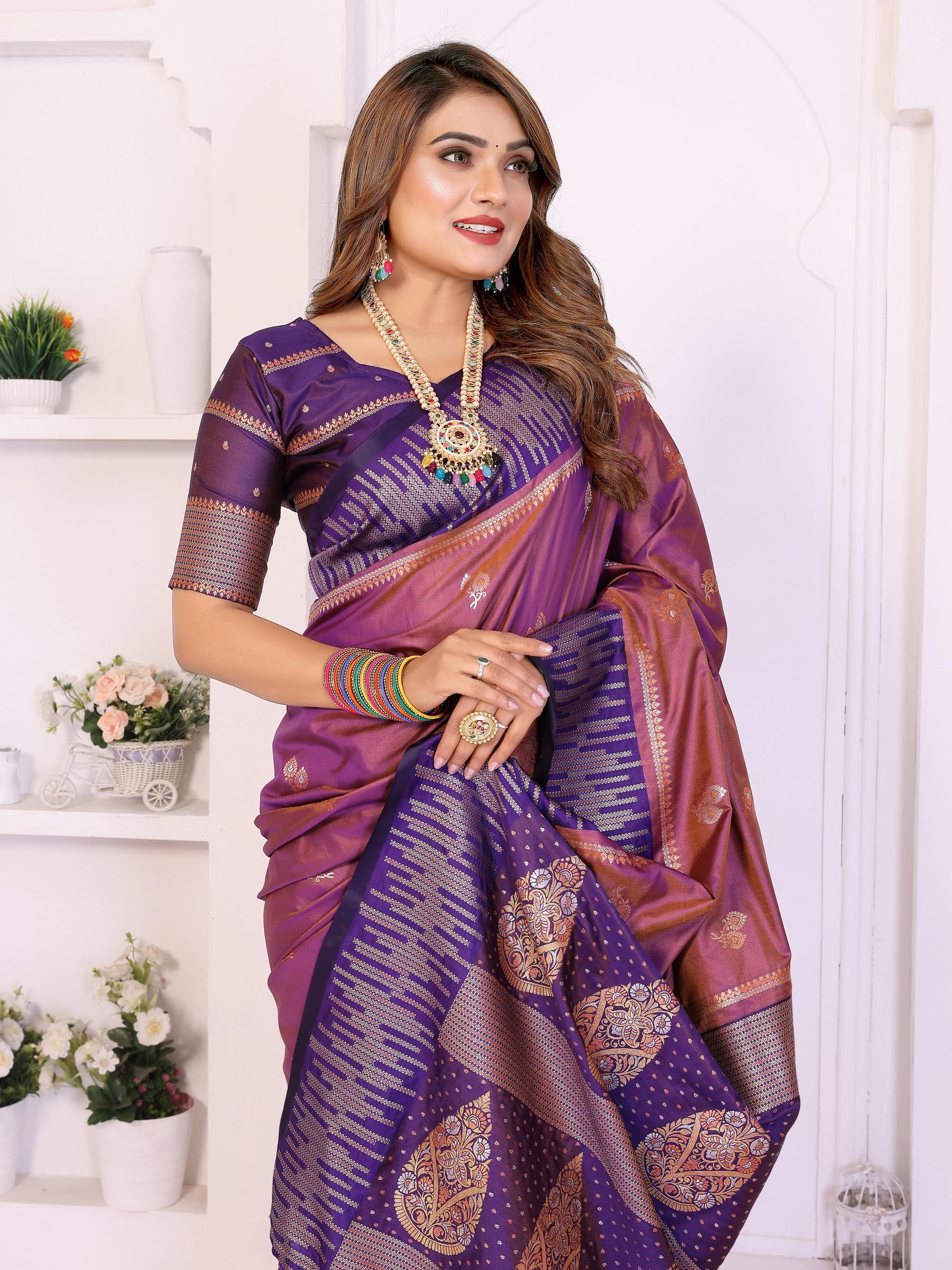 Purple Lavender Designer Soft Silk Saree