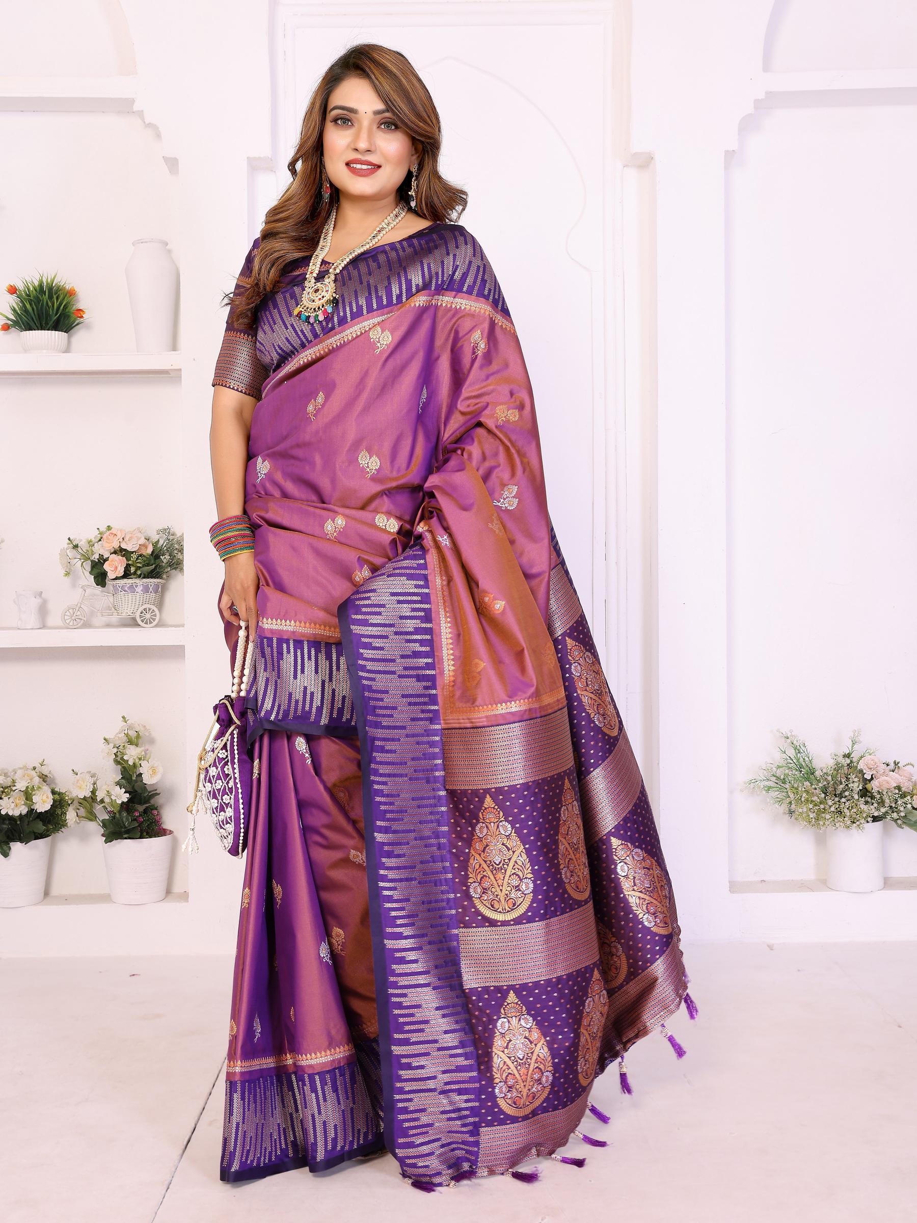 Purple Lavender Designer Soft Silk Saree
