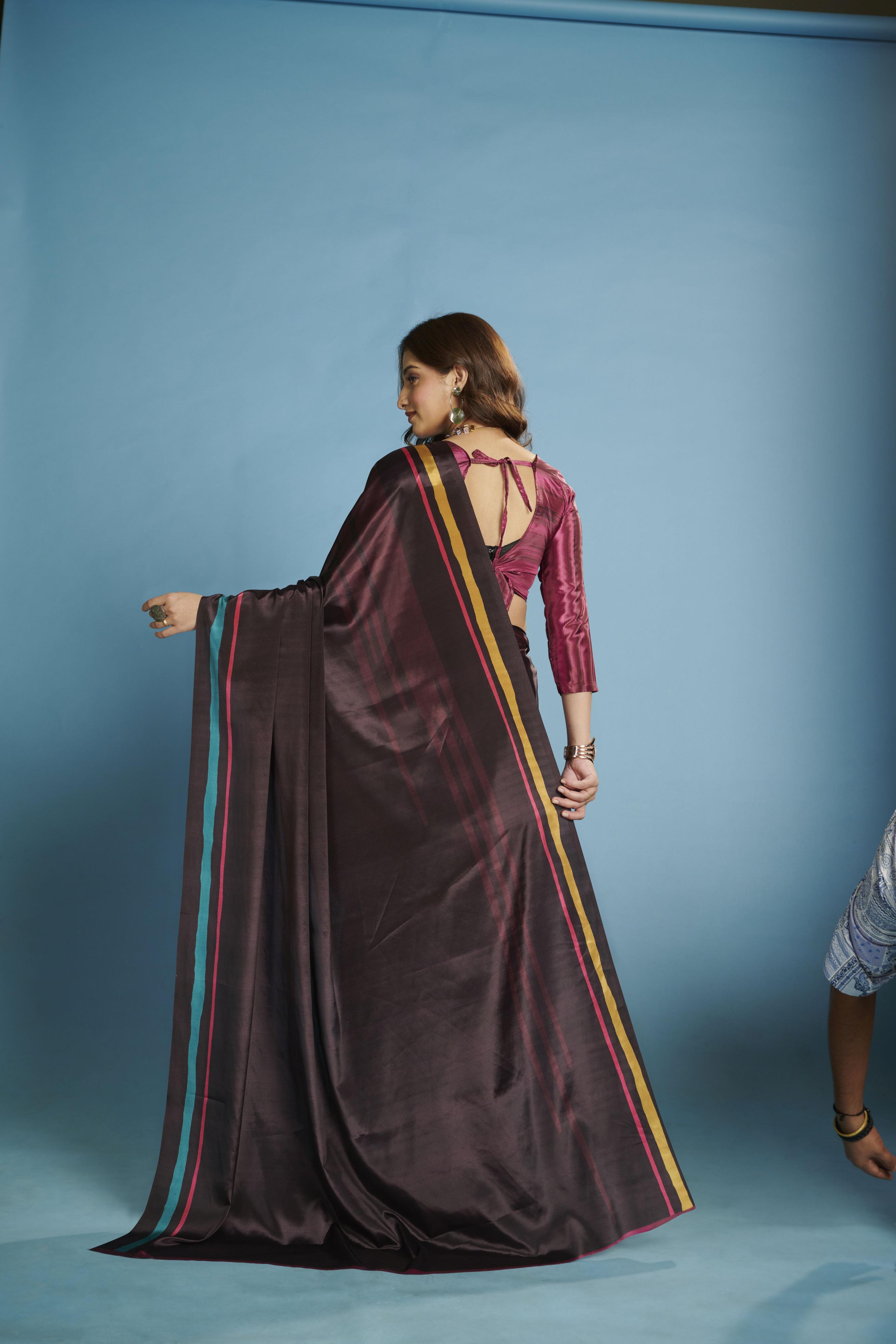 Purple Malai Crepe Silk Saree — alternate view