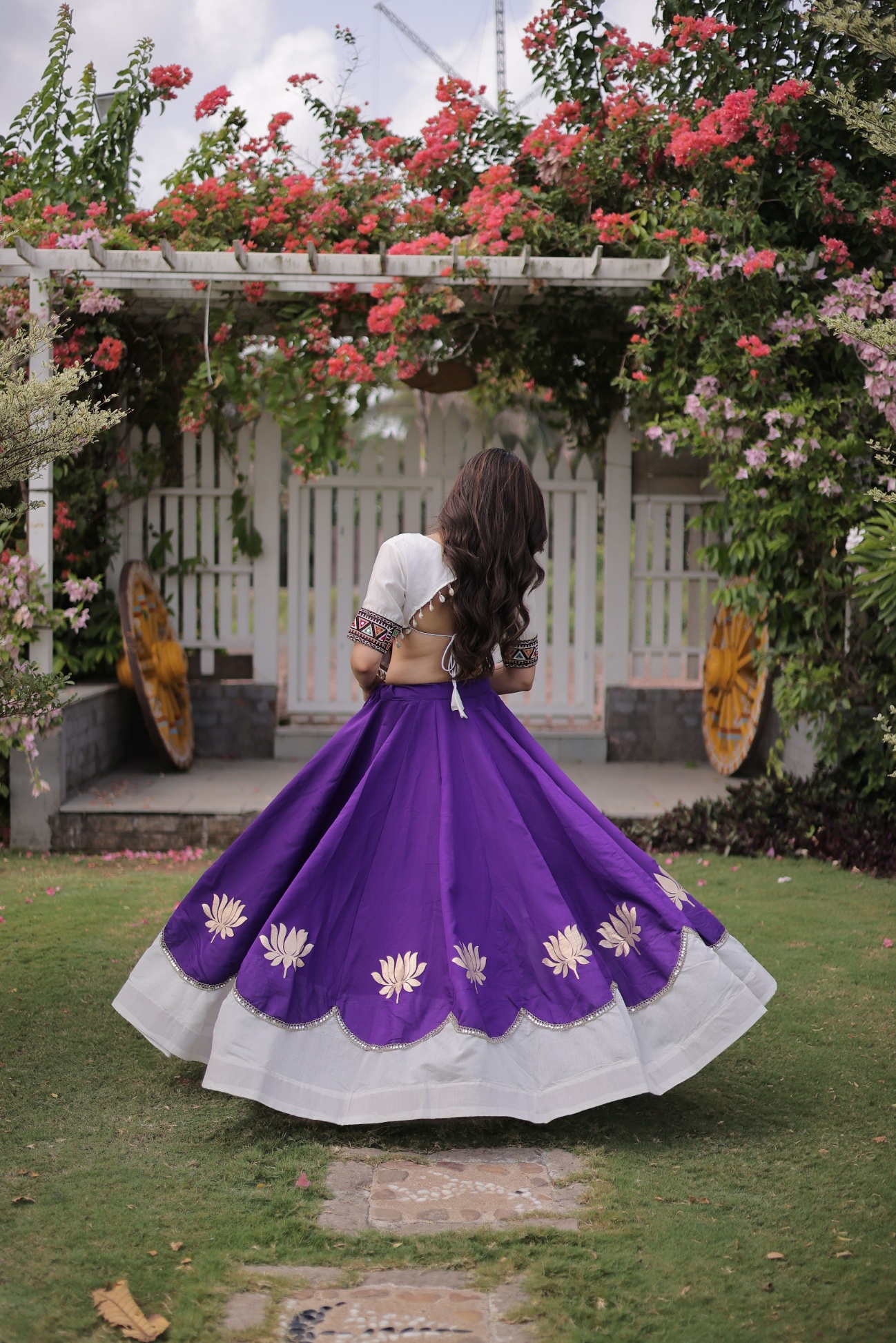 Purple Mirror Work Chaniya Choli — alternate view