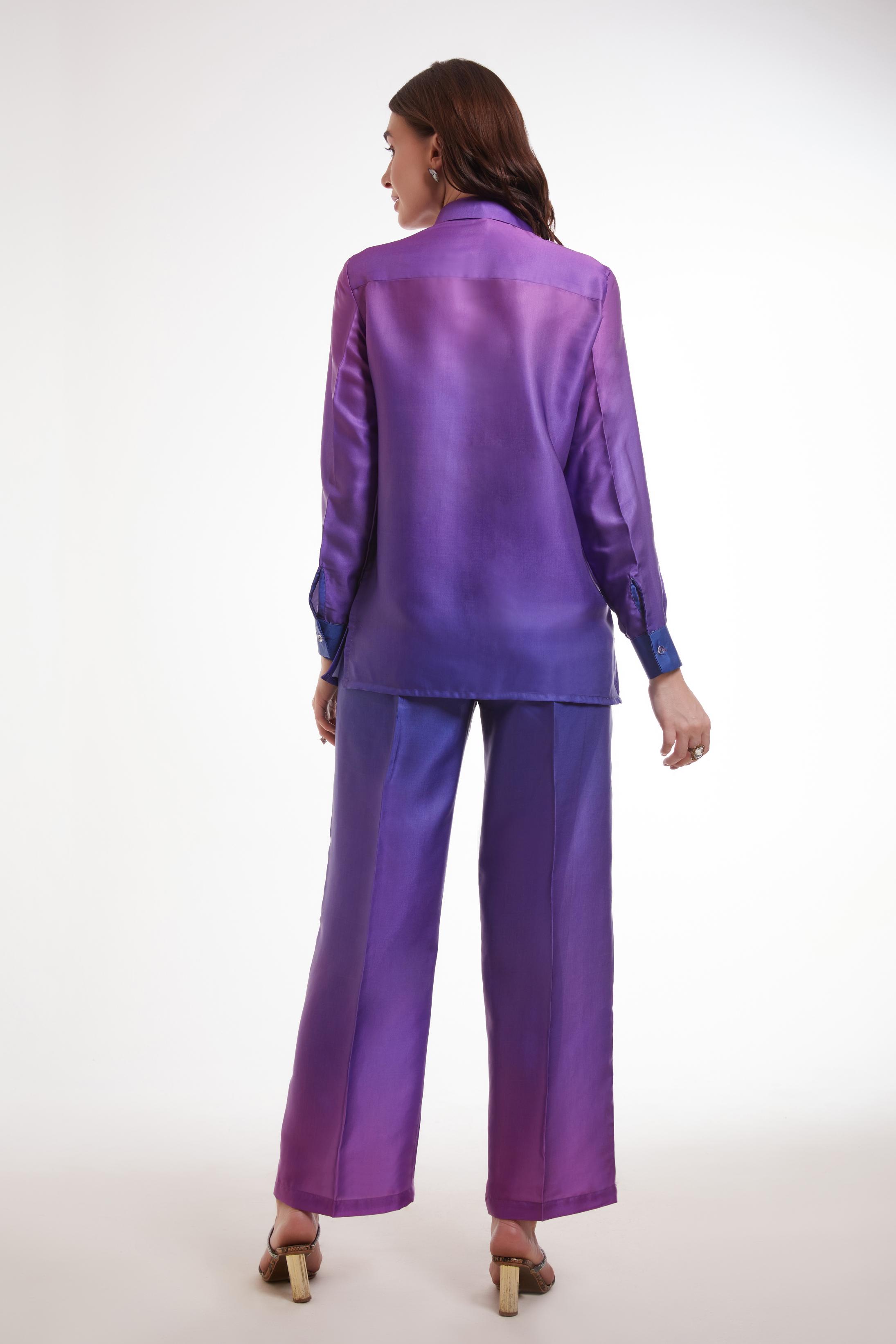 Purple Modal Satin Readymade Top With Bottom — alternate view
