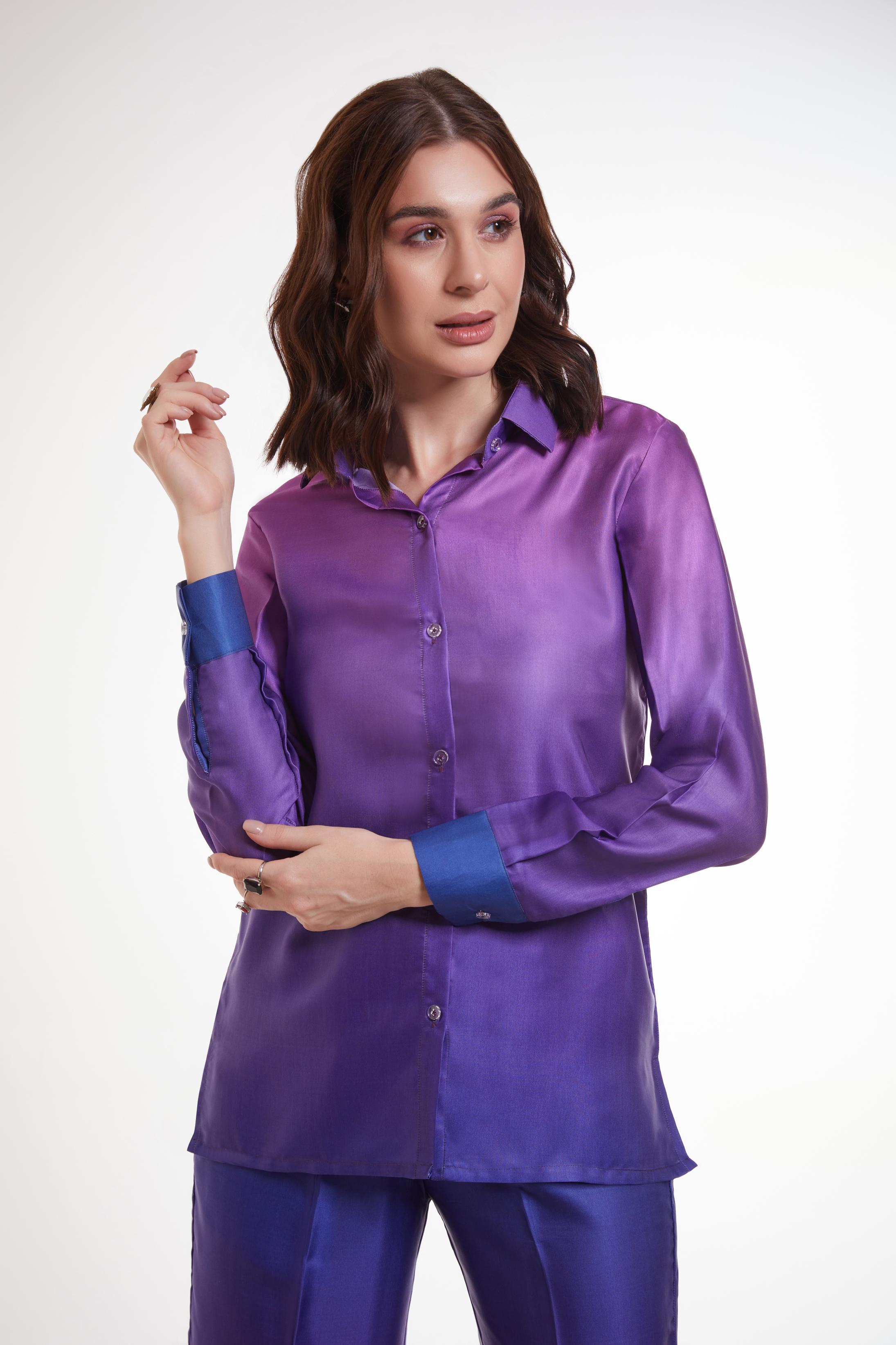 Purple Modal Satin Readymade Top With Bottom