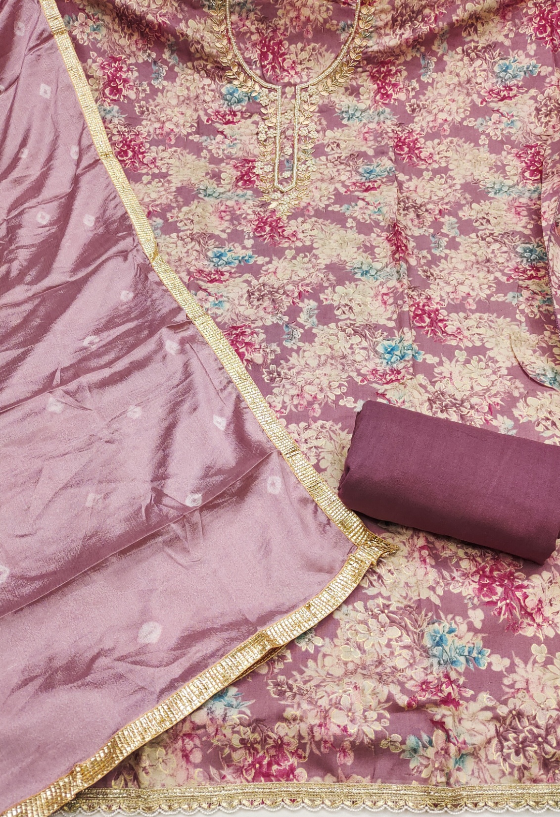 Purple Modal Silk Printed Salwar Suit — alternate view