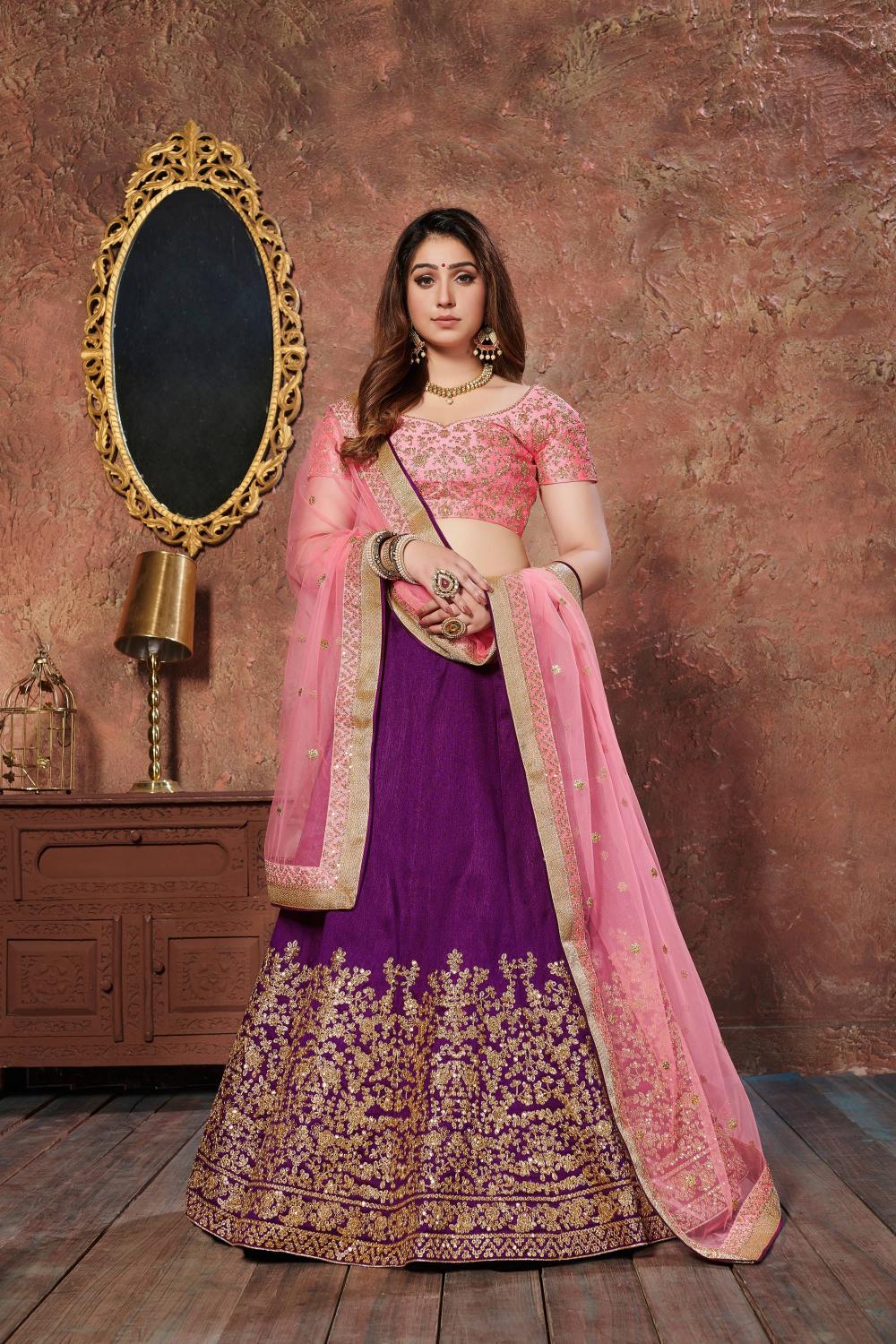 Purple Mulbury Silk Lehenga Choli