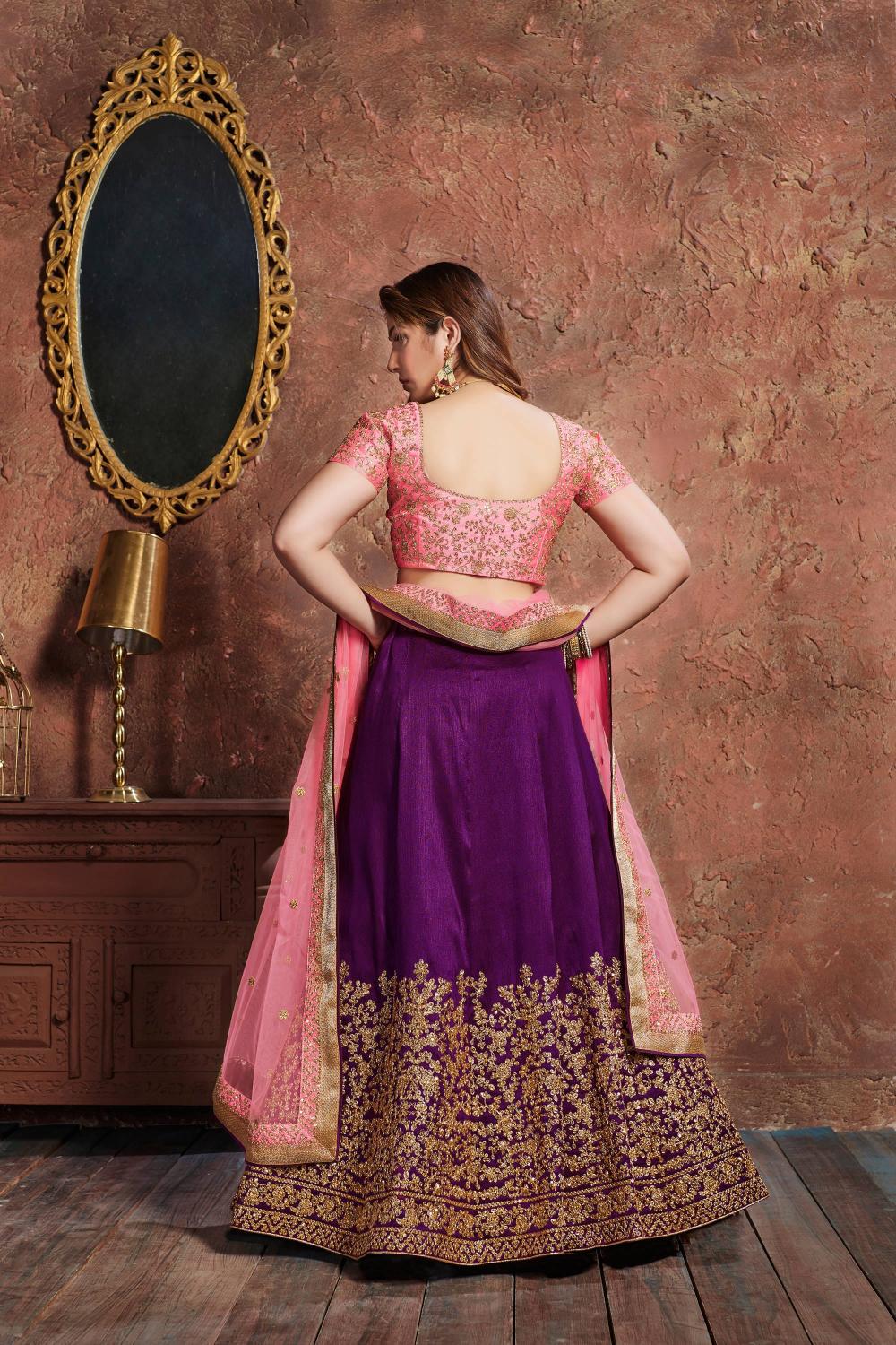 Purple Mulbury Silk Lehenga Choli — alternate view