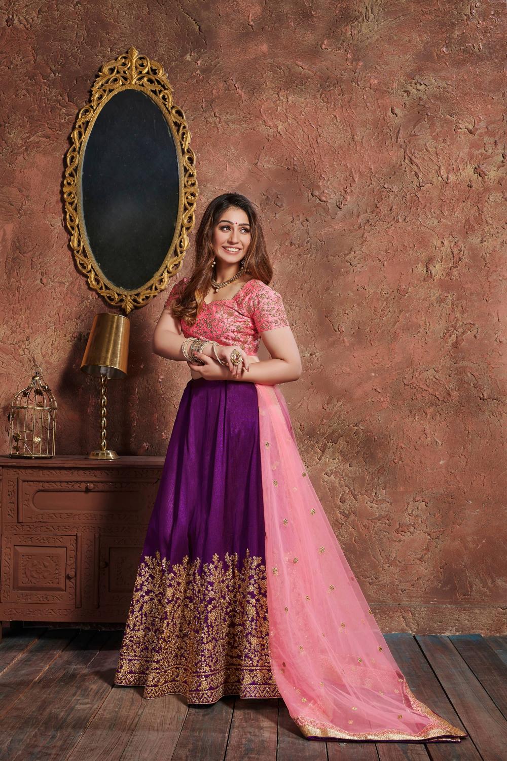 Purple Mulbury Silk Lehenga Choli