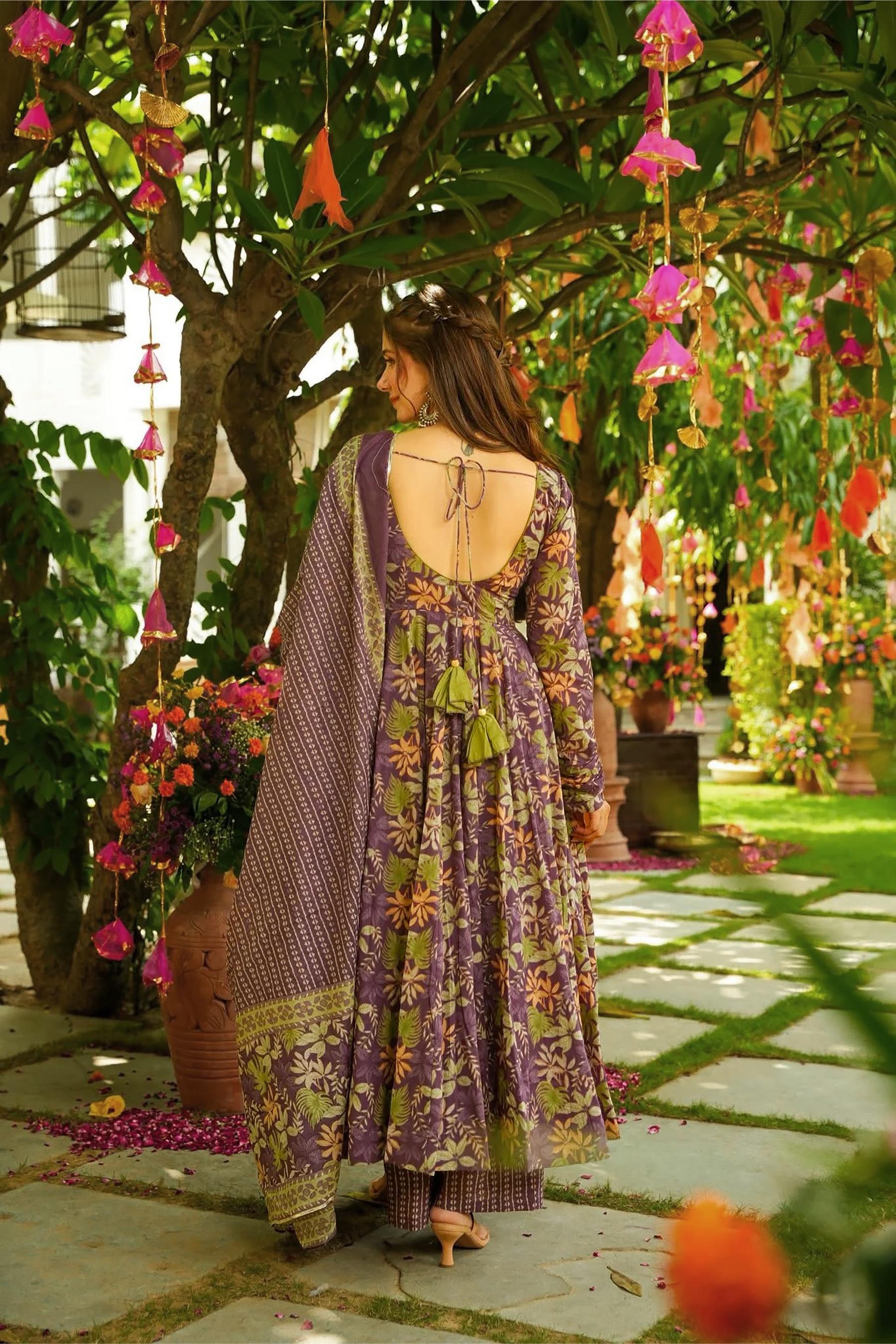 Purple Muslin Digital Printed Palazzo Suit — alternate view