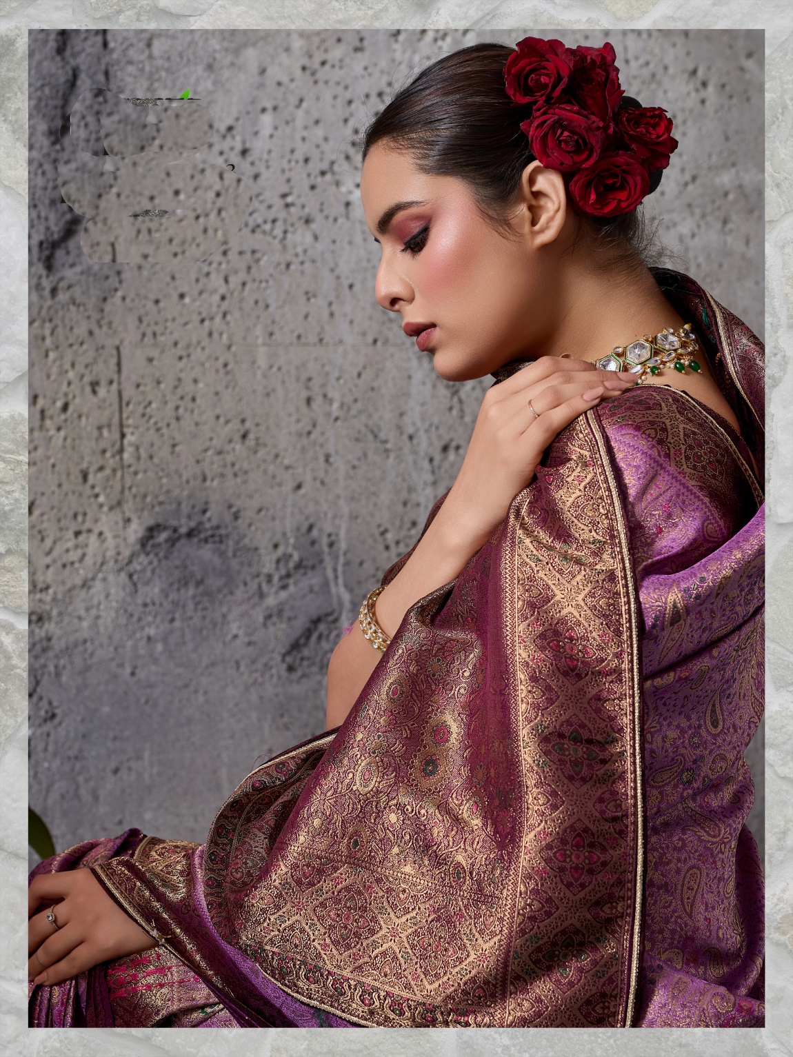 Purple Paisley Meenakari Kanjivaram Silk Saree