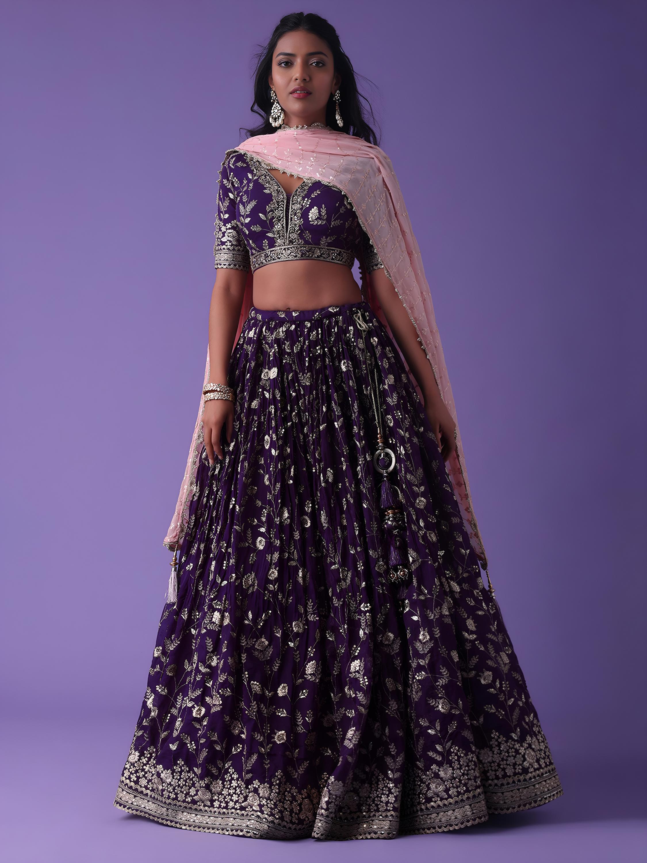 Purple Party Wear Georgette Lehenga